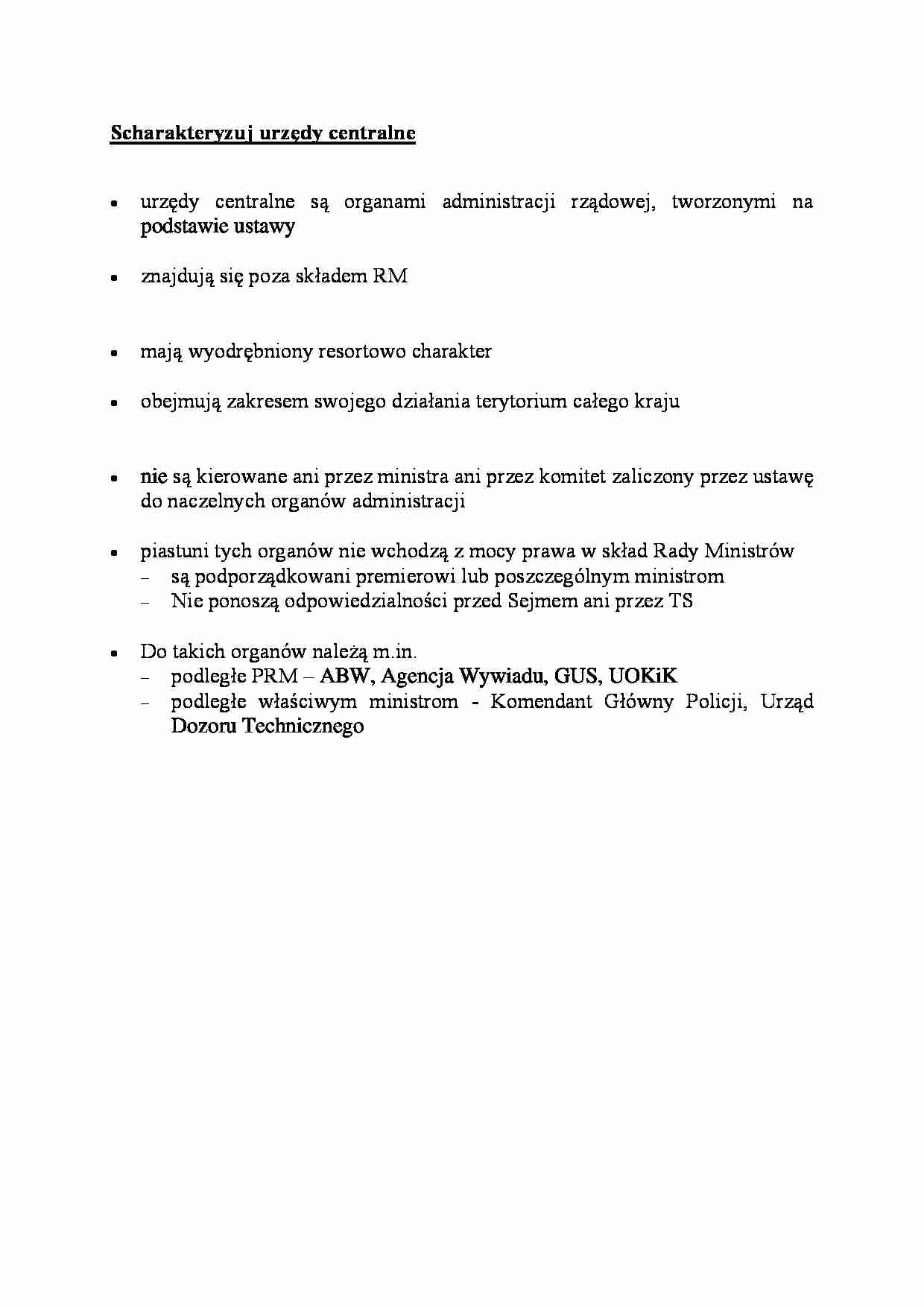 urzędy centralne - omówienie - strona 1
