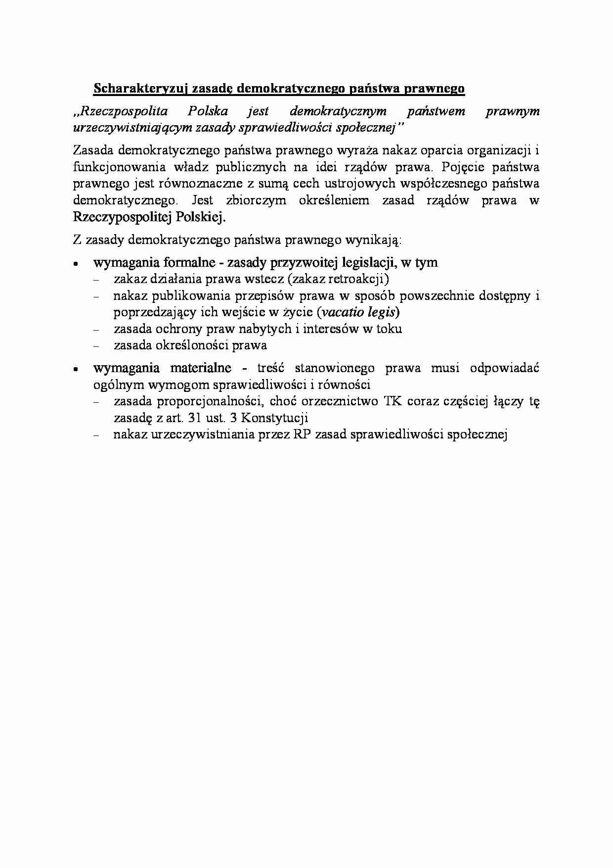 Zasady demokratycznego państwa prawnego - omówienie - strona 1