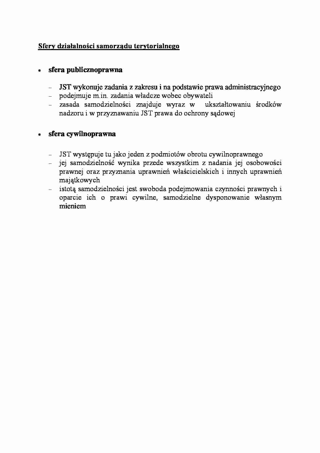Sfery działalności samorządu terytorialnego - omówienie - strona 1