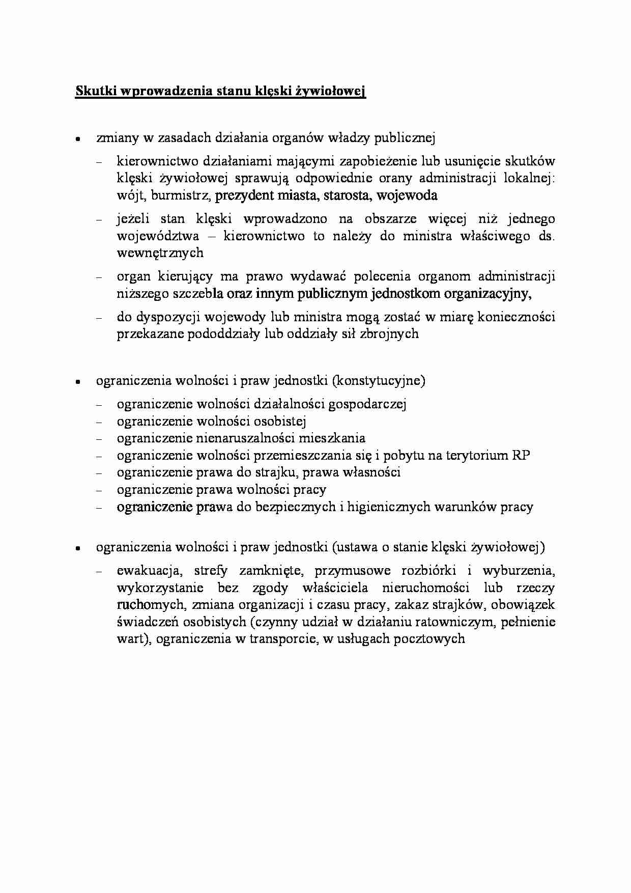 Skutki wprowadzenia stanu klęski żywiołowej - omówienie - strona 1