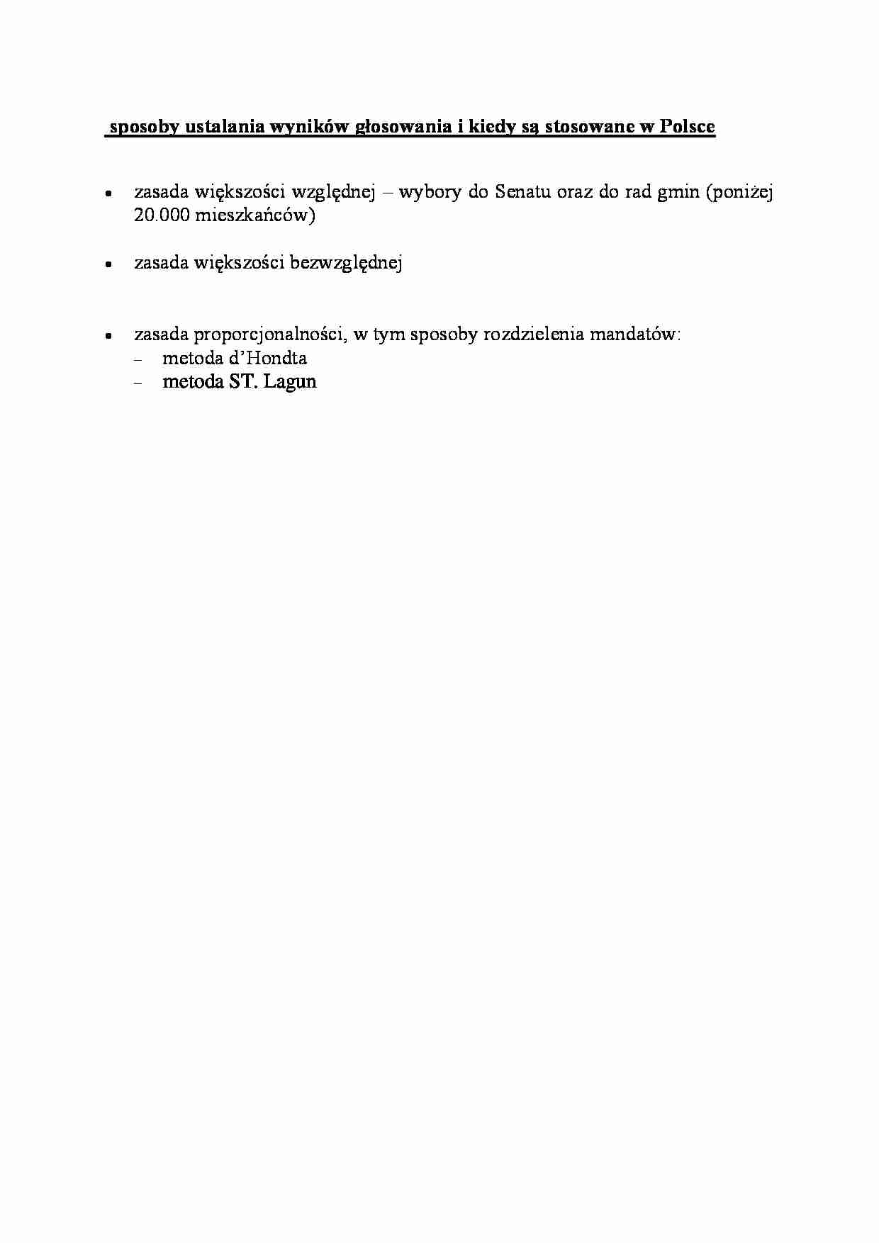 sposoby ustalania wyników głosowania  - omówienie - strona 1