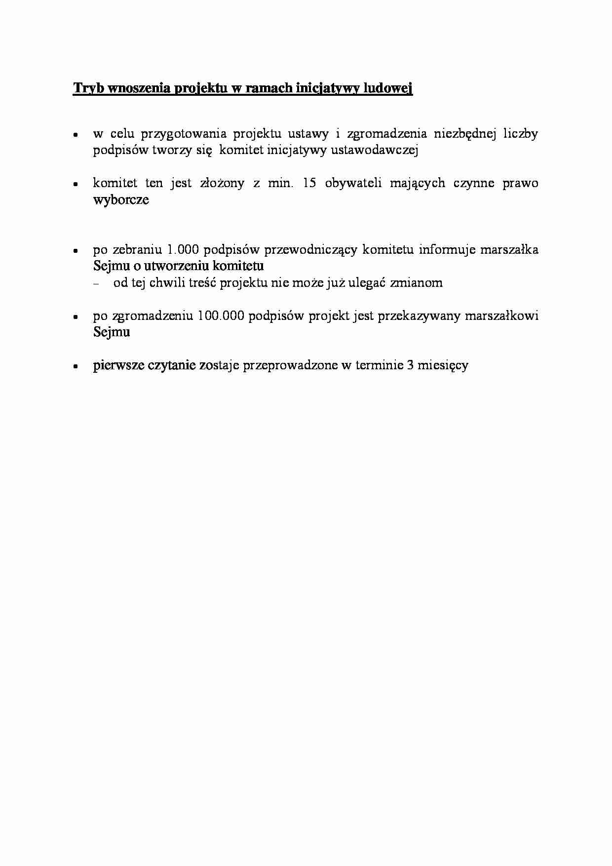 Tryb wnoszenia projektu w ramach inicjatywy ludowej - omówienie - strona 1