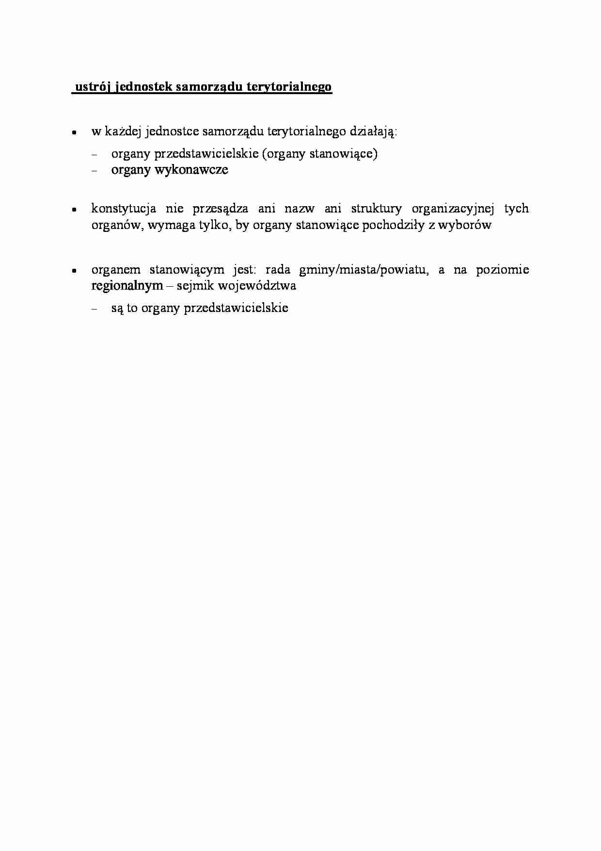 ustrój jednostek samorządu terytorialnego - omówienie - strona 1
