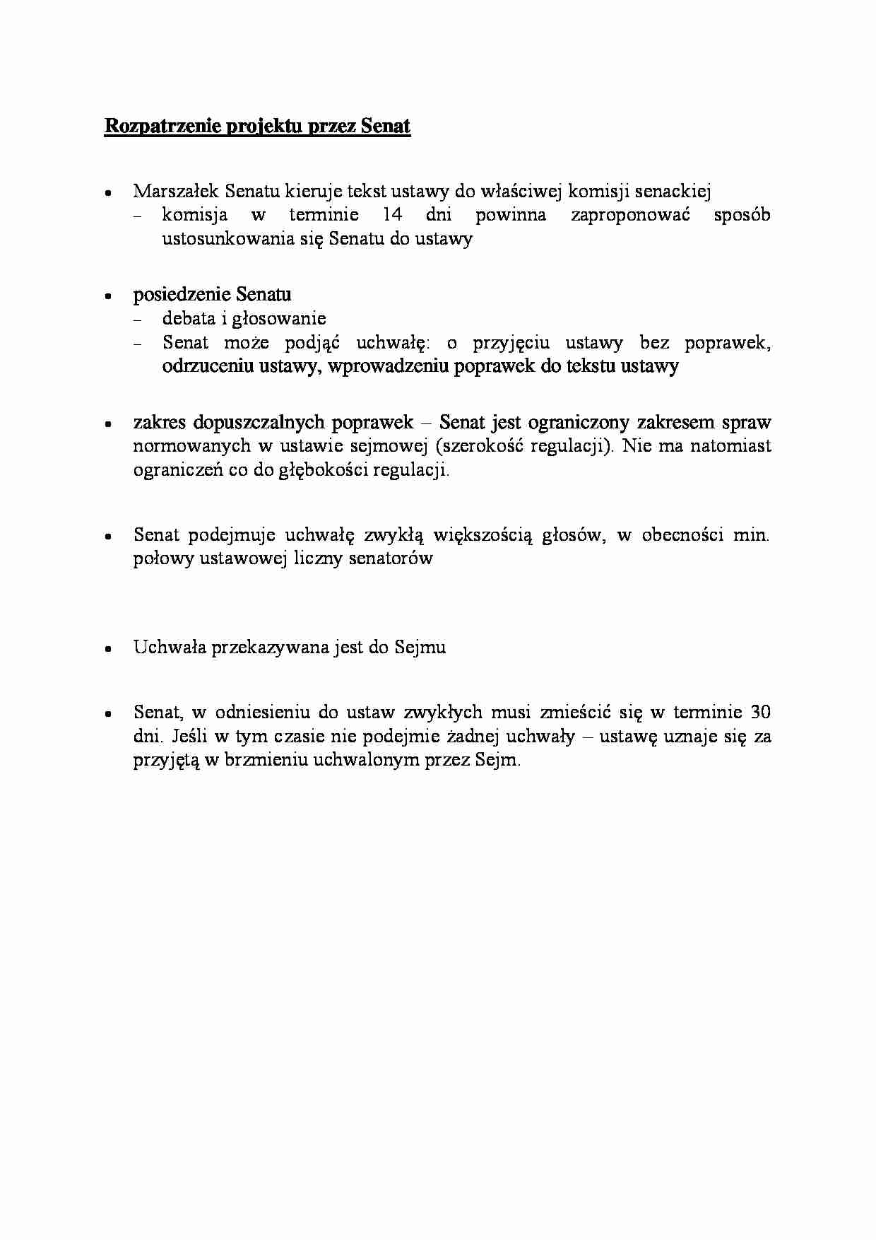 Rozpatrzenie projektu przez Senat - omówienie - strona 1