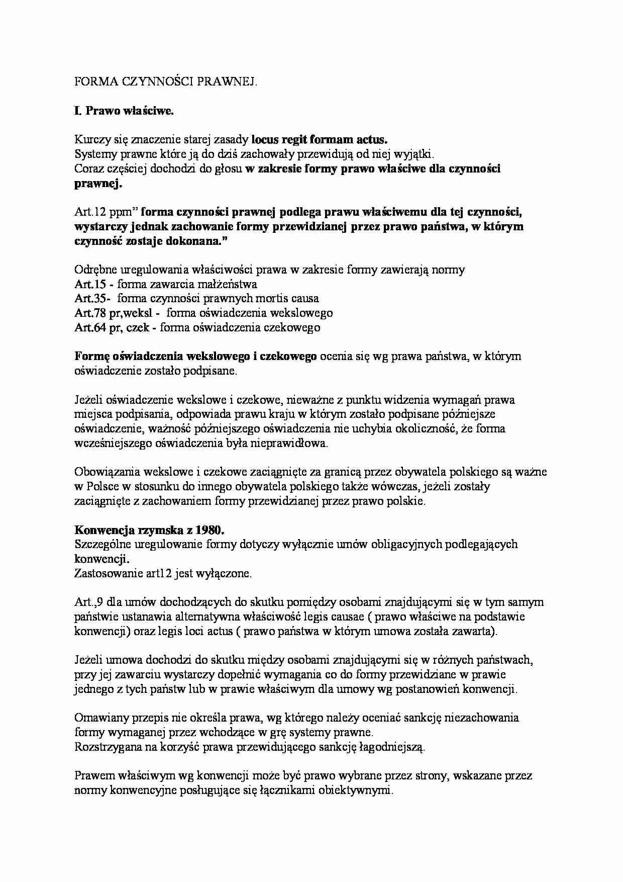 Forma czynności prawnej - wykład - strona 1