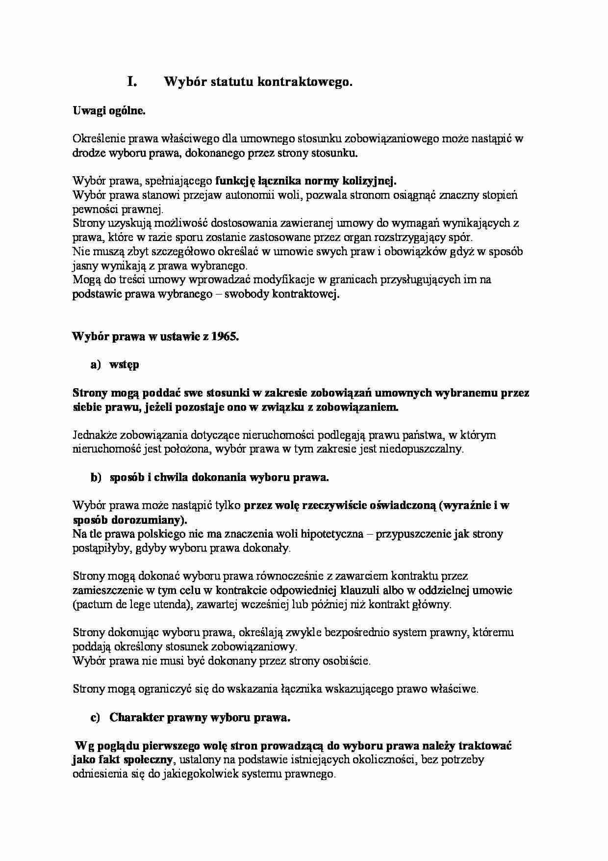 Wybór statutu kontraktowego - wykład - strona 1