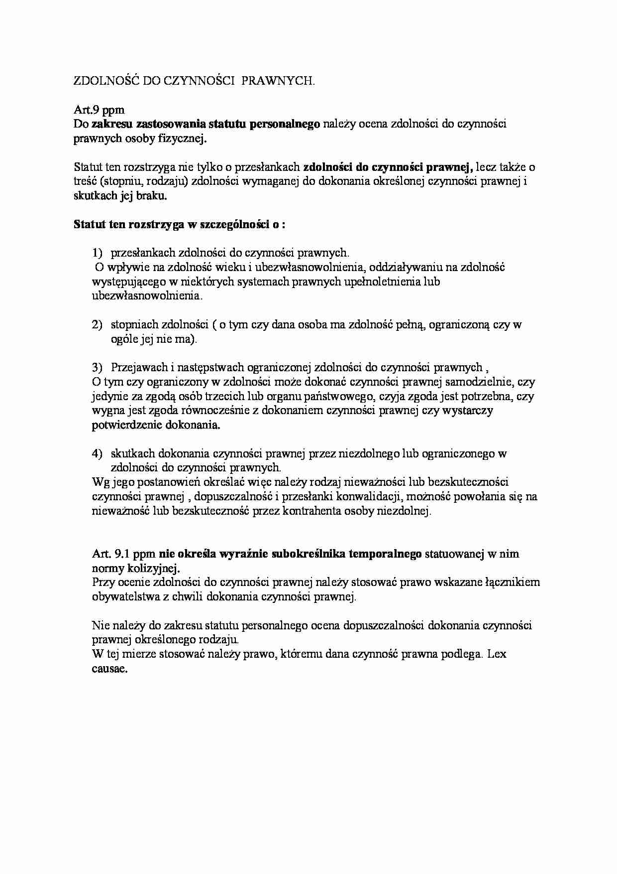Zdolność do czynności prawnych - omówienie - strona 1