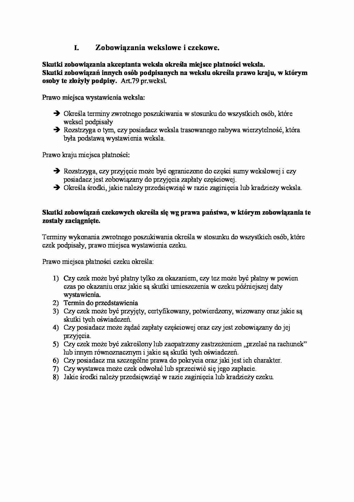Zobowiązania wekslowe i czekowe - omówienie - strona 1