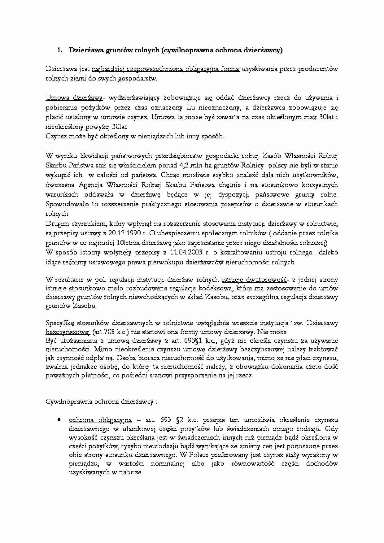Dzierżawa gruntów rolnych - omówienie - strona 1