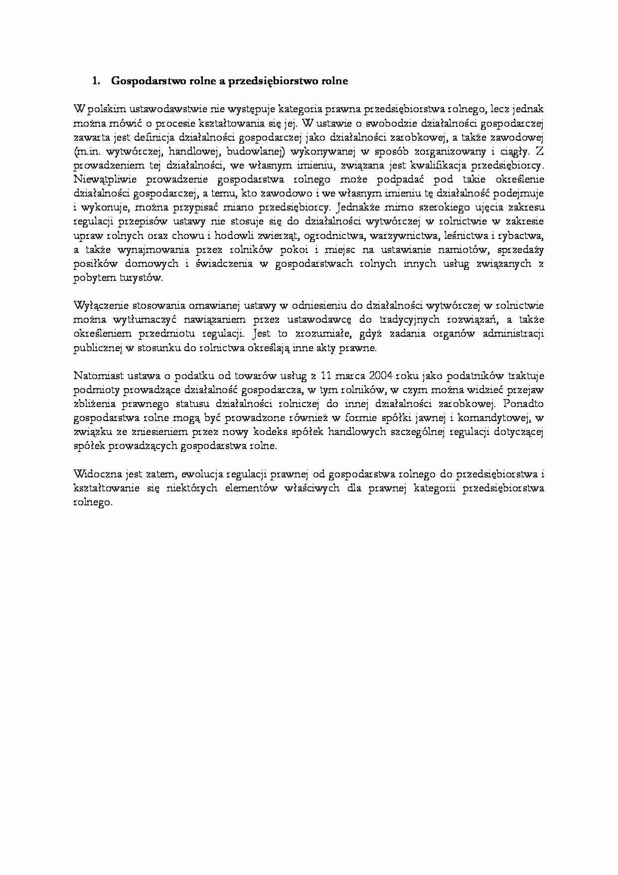 Gospodarstwo rolne a przedsiębiorstwo rolne - omówienie - strona 1