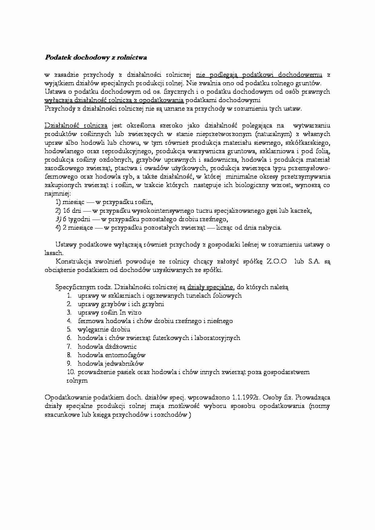 Podatek dochodowy z rolnictwa - omówienie - strona 1