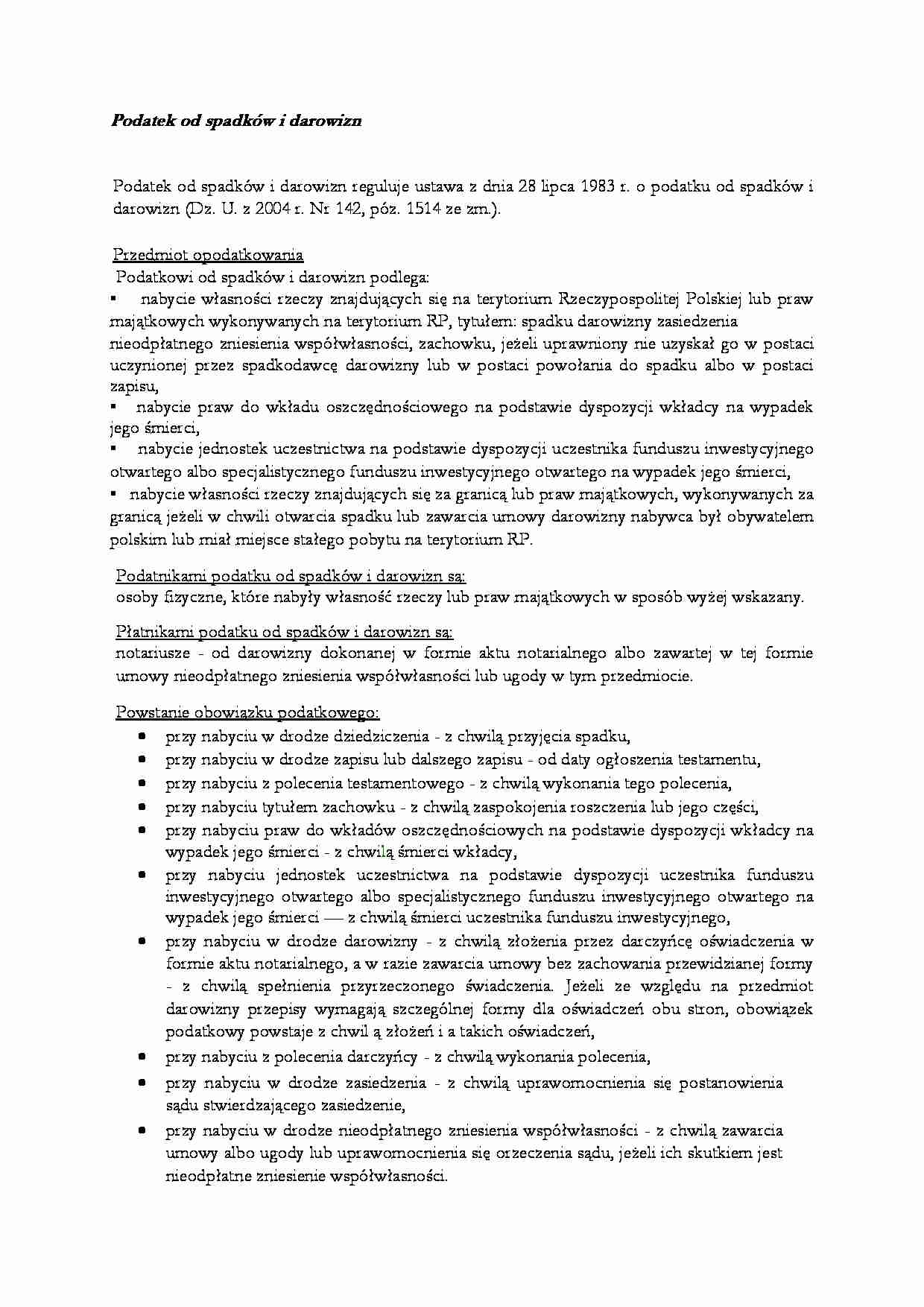 Podatek od spadków i darowizn - omówienie - strona 1