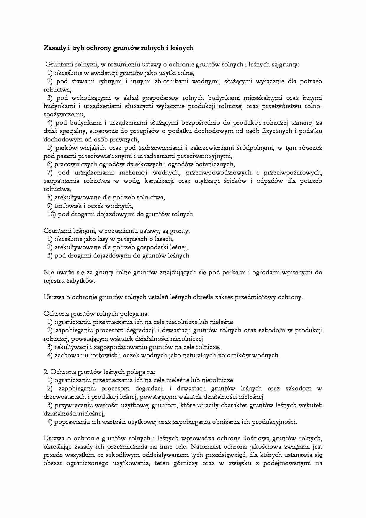 Zasady i tryb ochrony gruntów rolnych i leśnych  - strona 1
