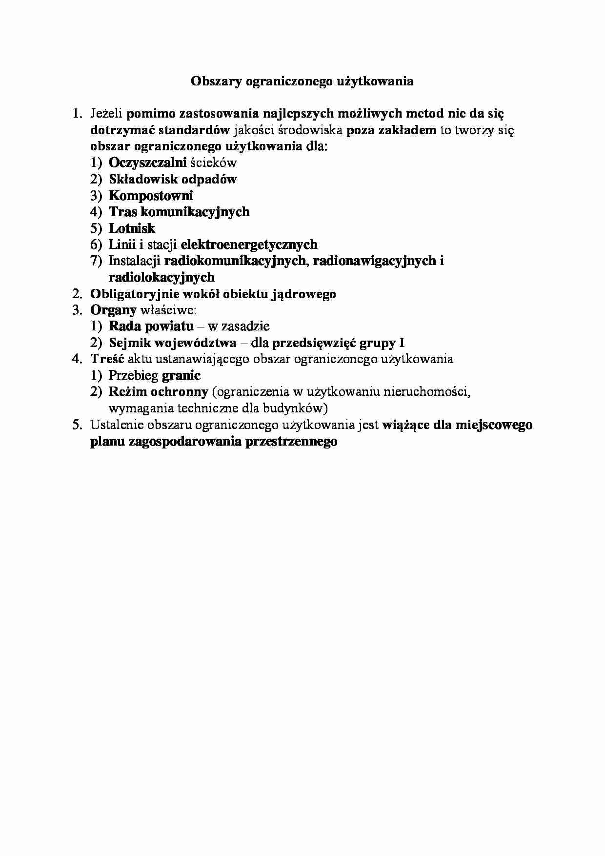 Obszary ograniczonego użytkowania - omówienie - strona 1