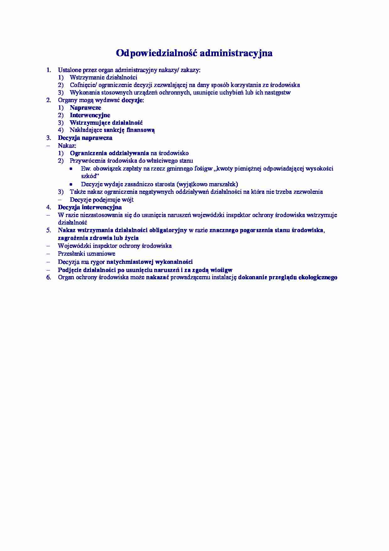 Odpowiedzialność administracyjna - omówienie - strona 1