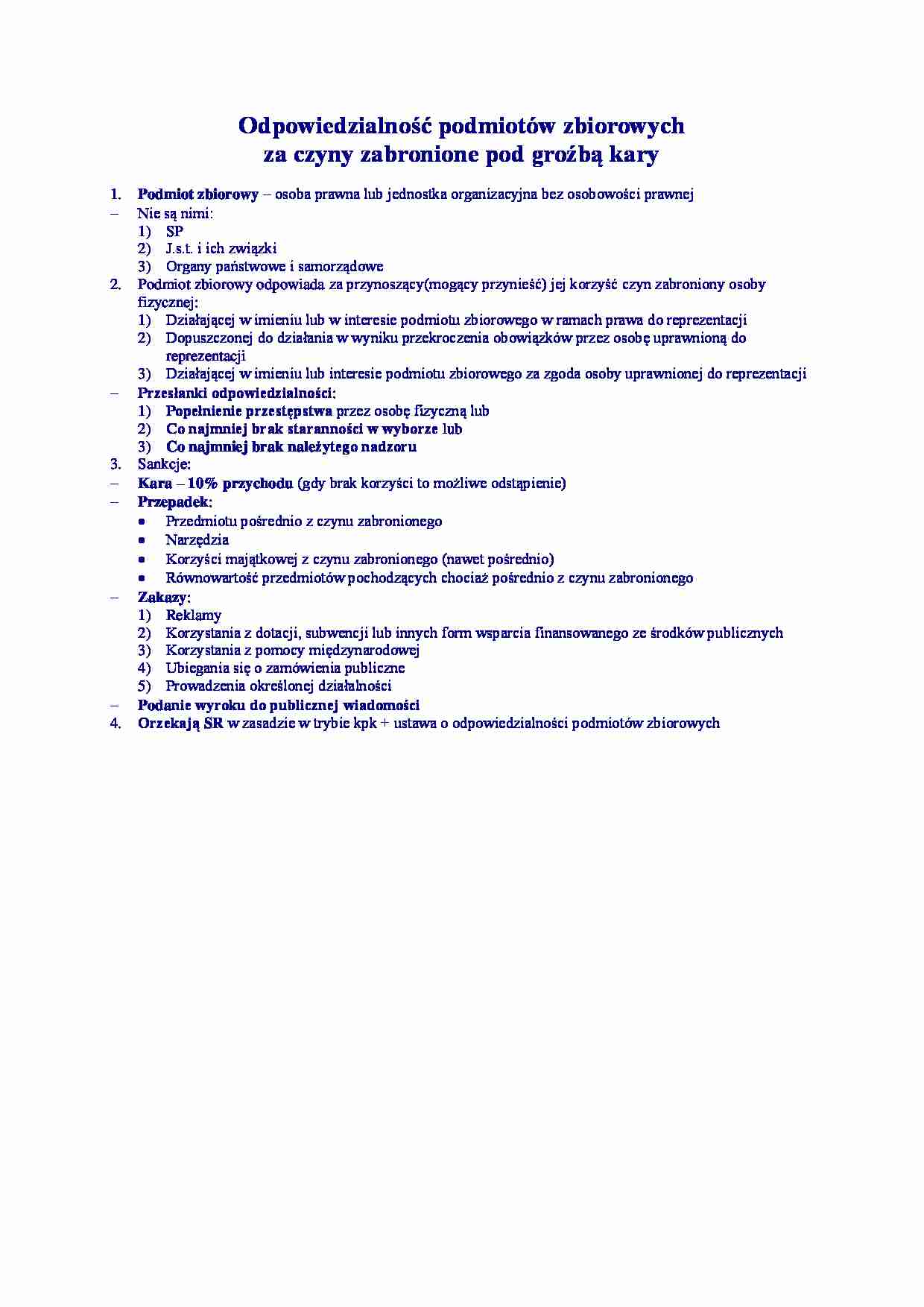 Odpowiedzialność podmiotów zbiorowych - omówienie - strona 1