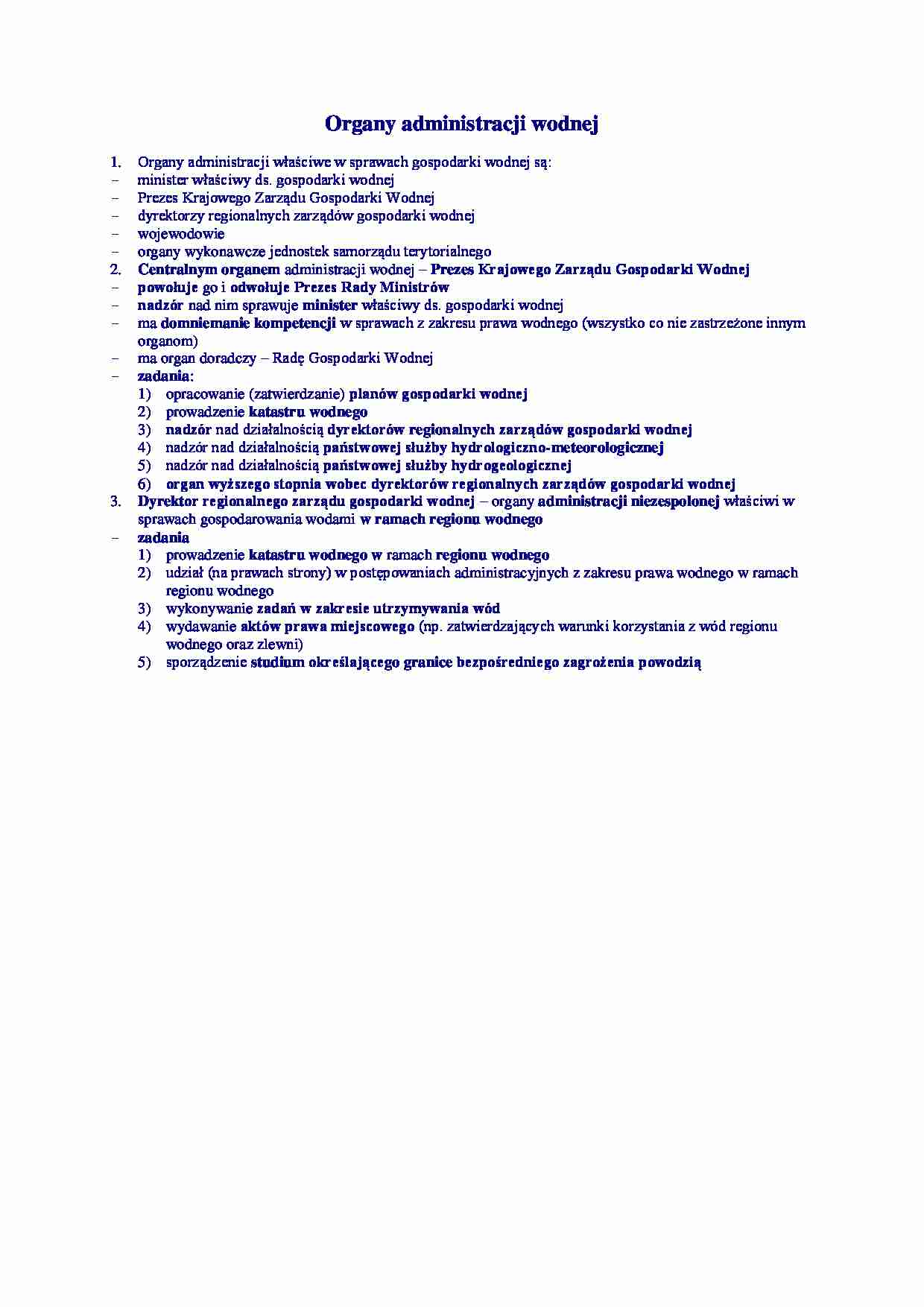 Organy administracji wodnej - omówienie - strona 1