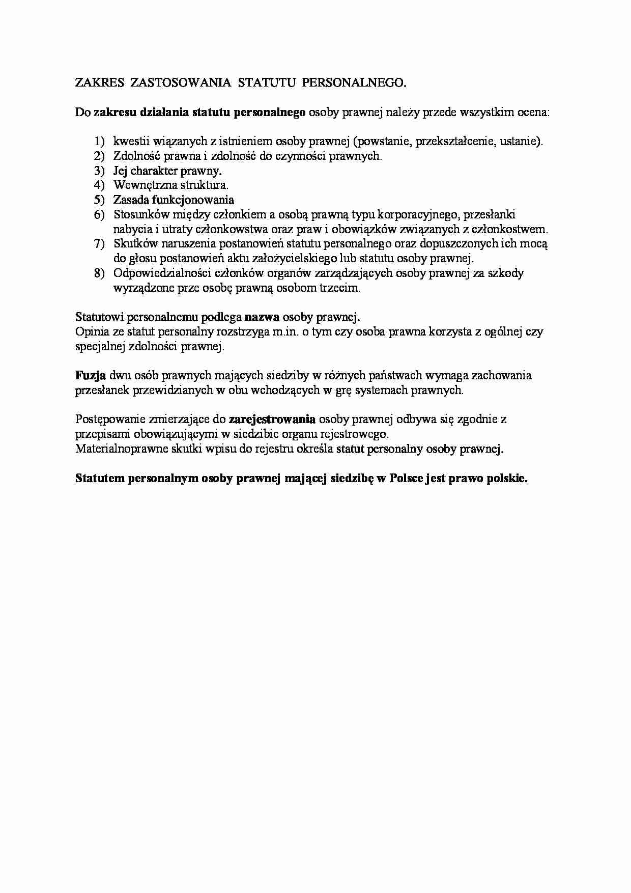 Zakres zastosowania statutu personalnego  - strona 1