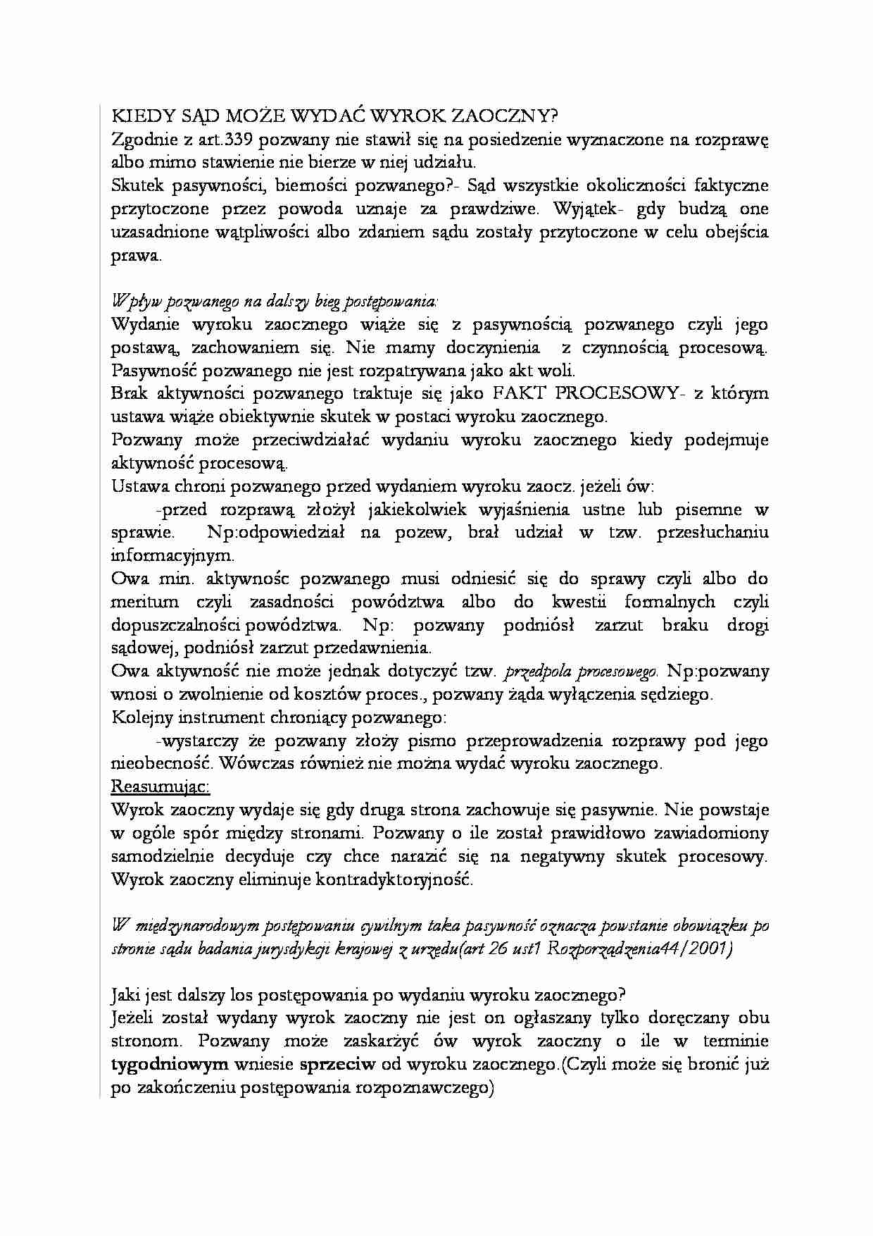 Wyrok zaoczny-opracowanie - strona 1