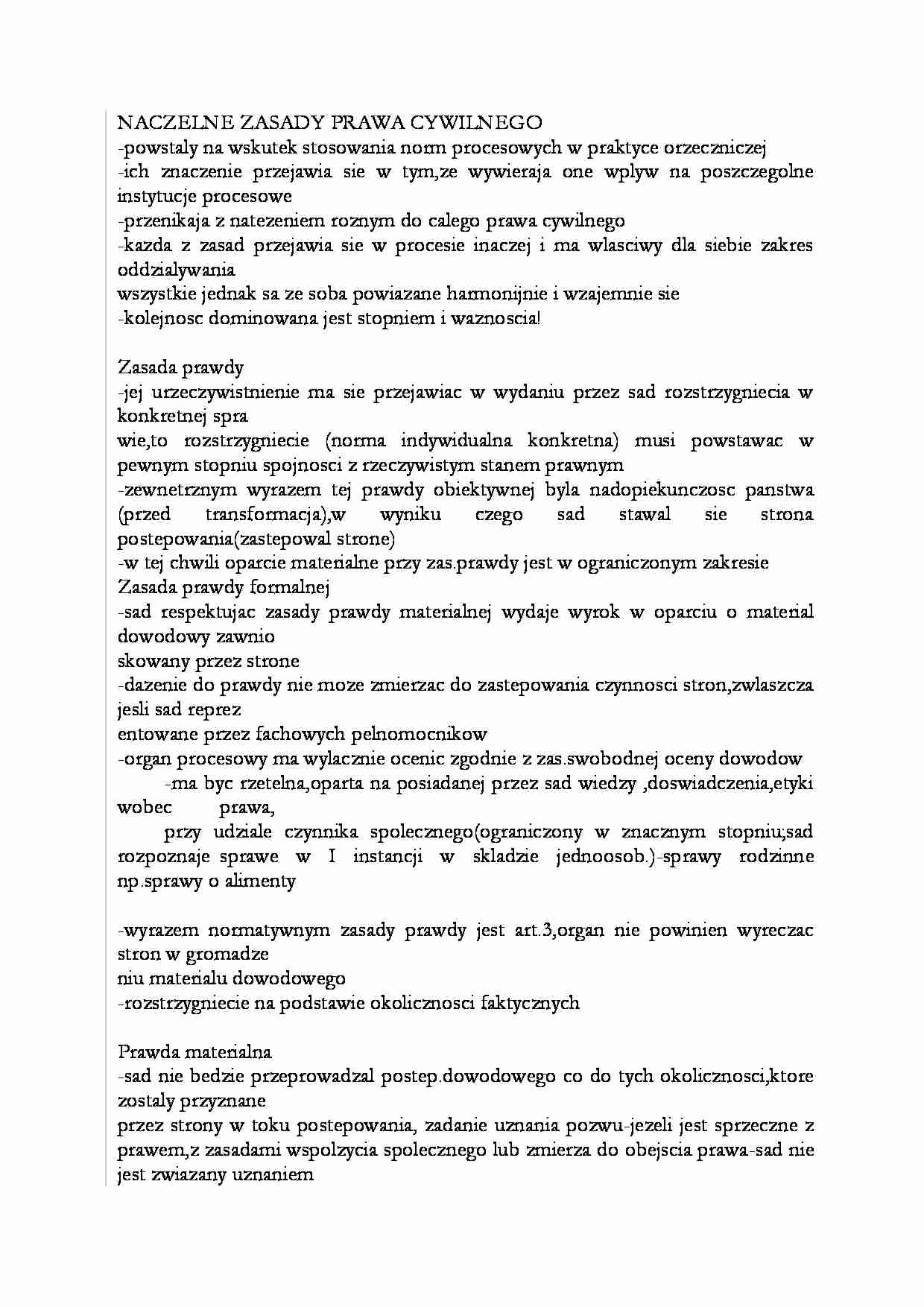 Naczelne zasady prawa cywilnego-opracowanie - strona 1