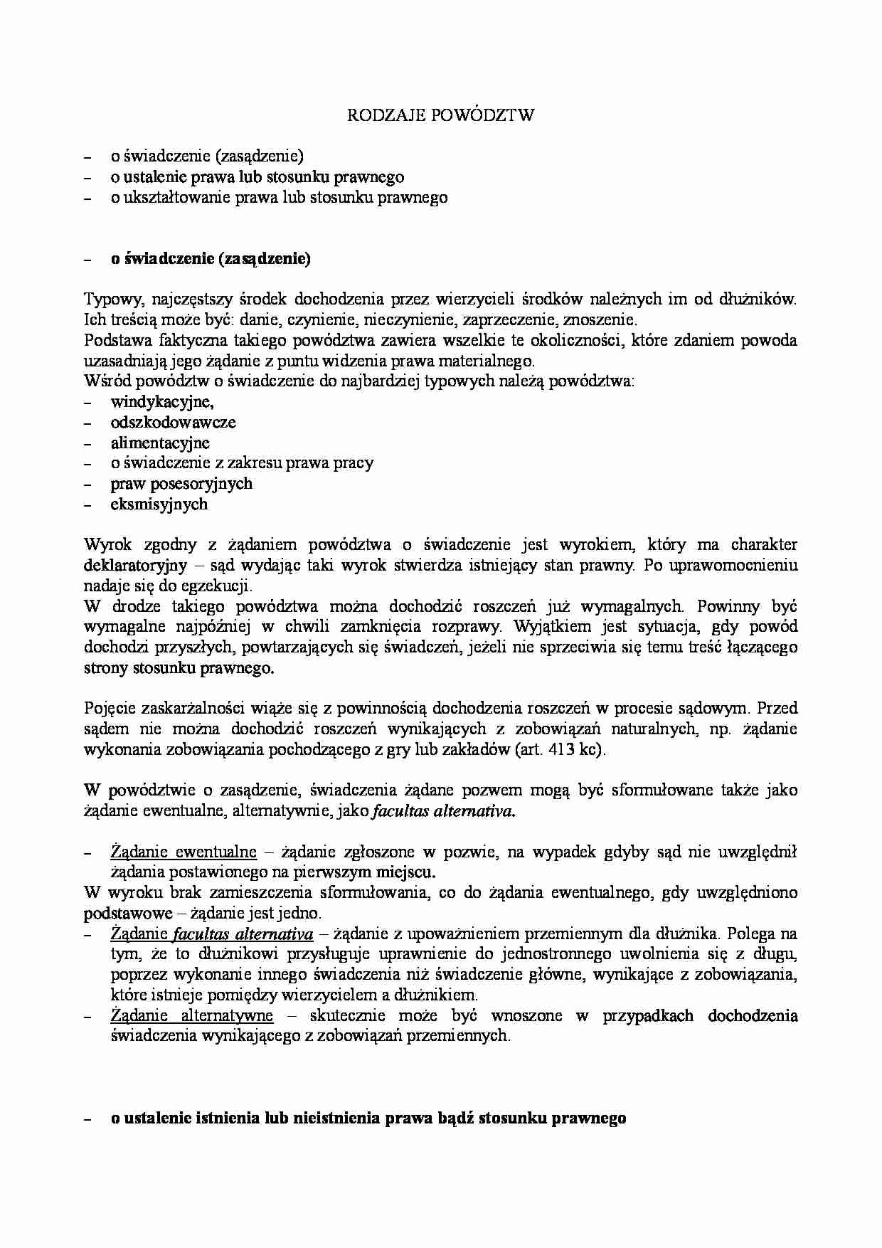 Rodzaje powództw-opracowanie - strona 1