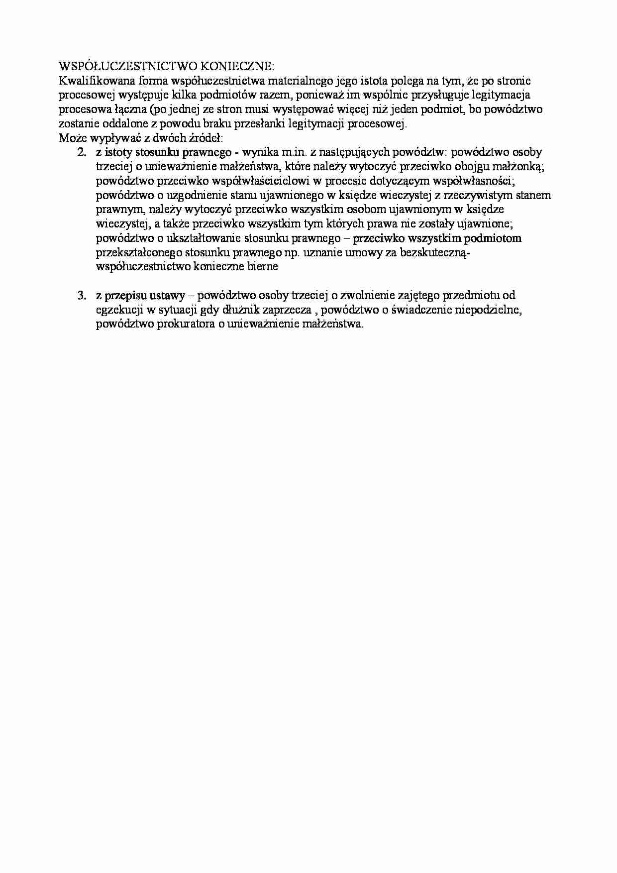 Współuczestnictwo konieczne-opracowanie - strona 1