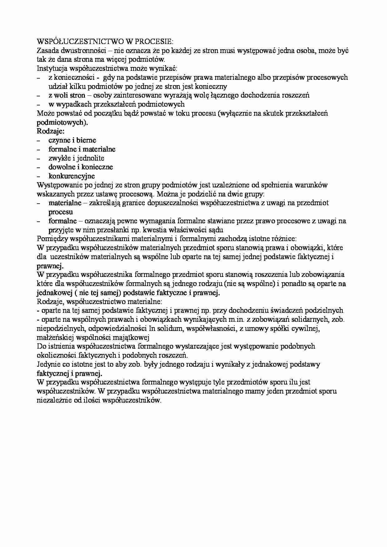 Współuczestnictwo w procesie-opracowanie - strona 1