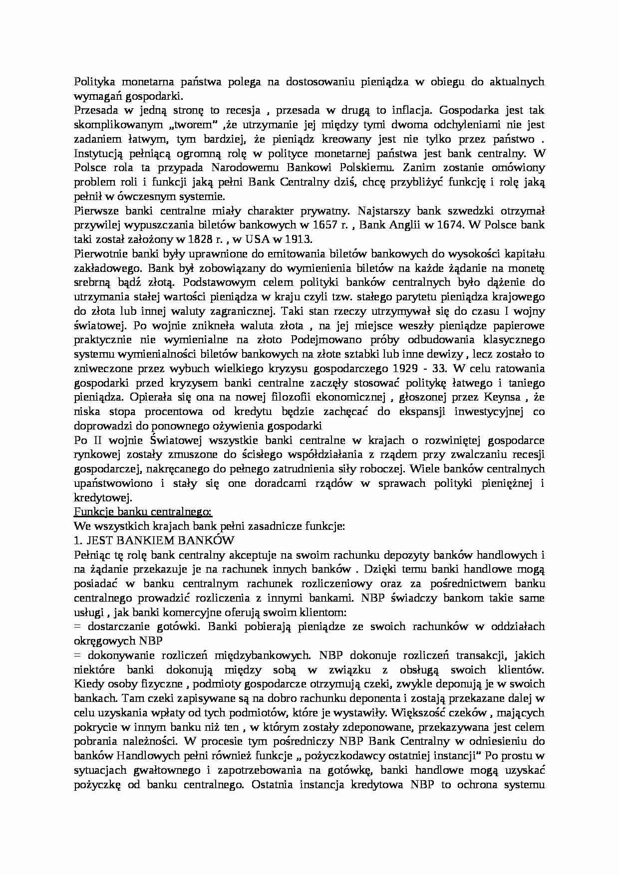 bankowośc - polityka monetarna - strona 1