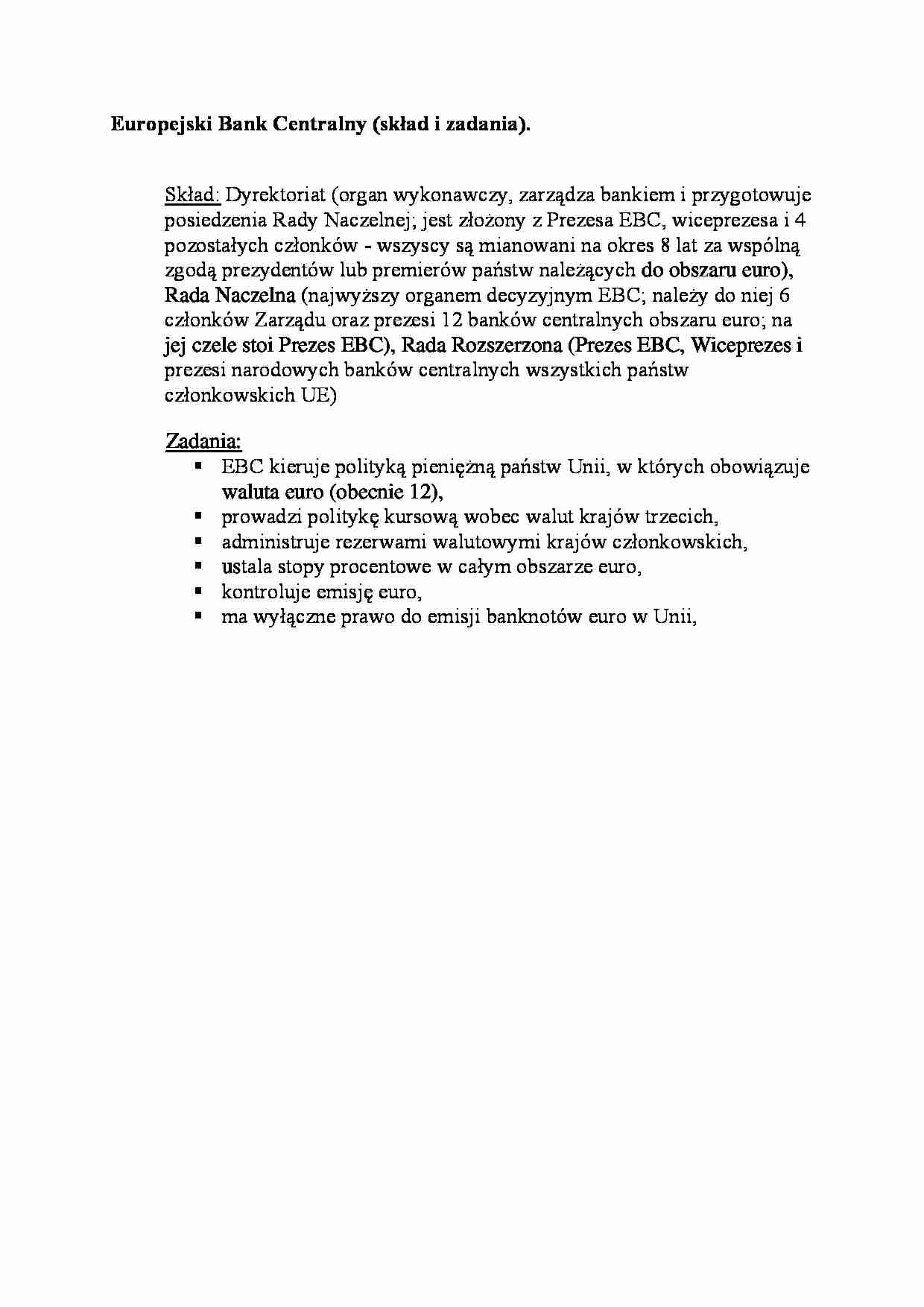 Europejski Bank Centralny-opracowanie - strona 1