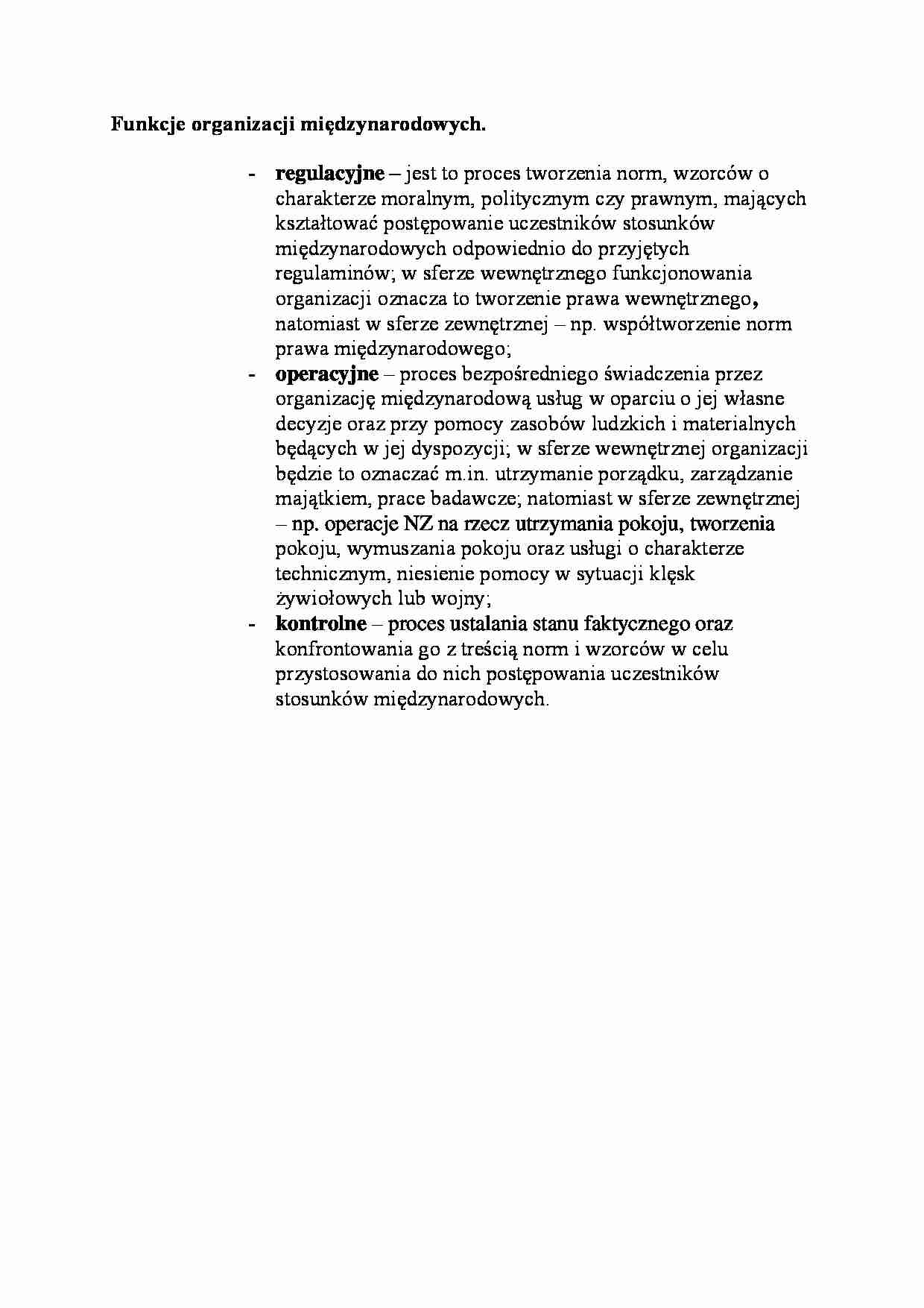 Funkcje organizacji międzynarodowych-opracowanie - strona 1
