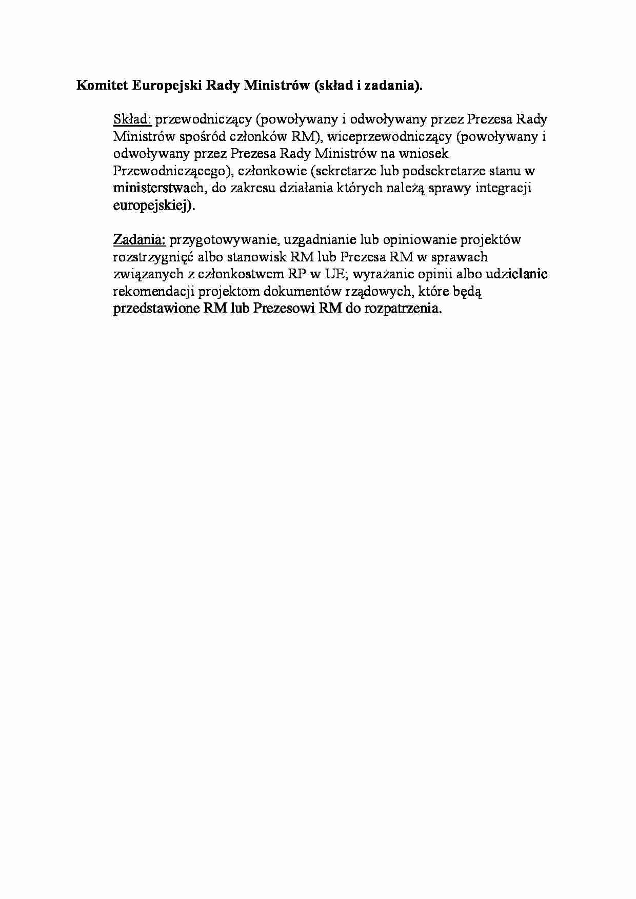 Komitet Europejski Rady Ministrów-opracowanie - strona 1