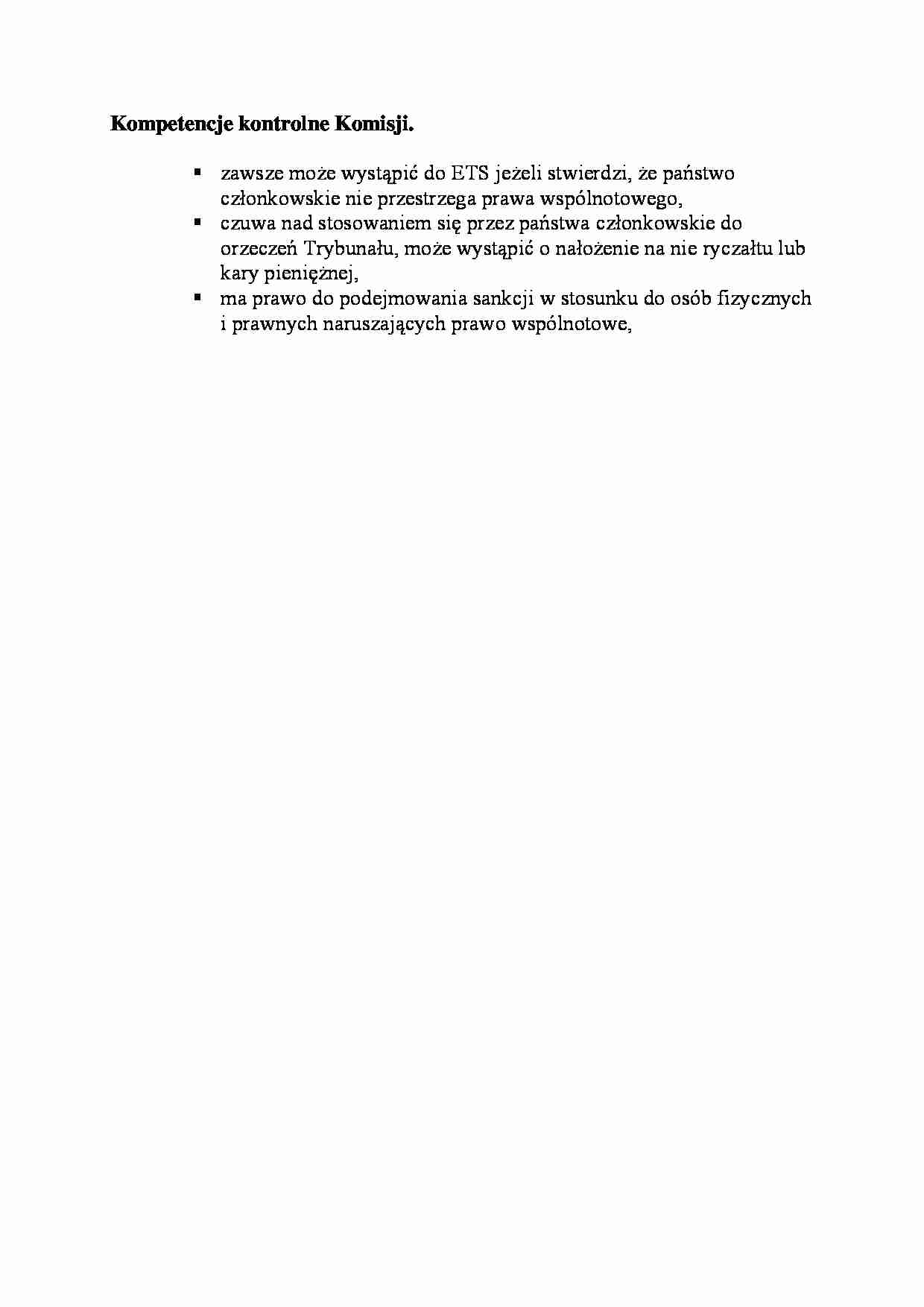 Kompetencje kontrolne Komisji-opracowanie - strona 1