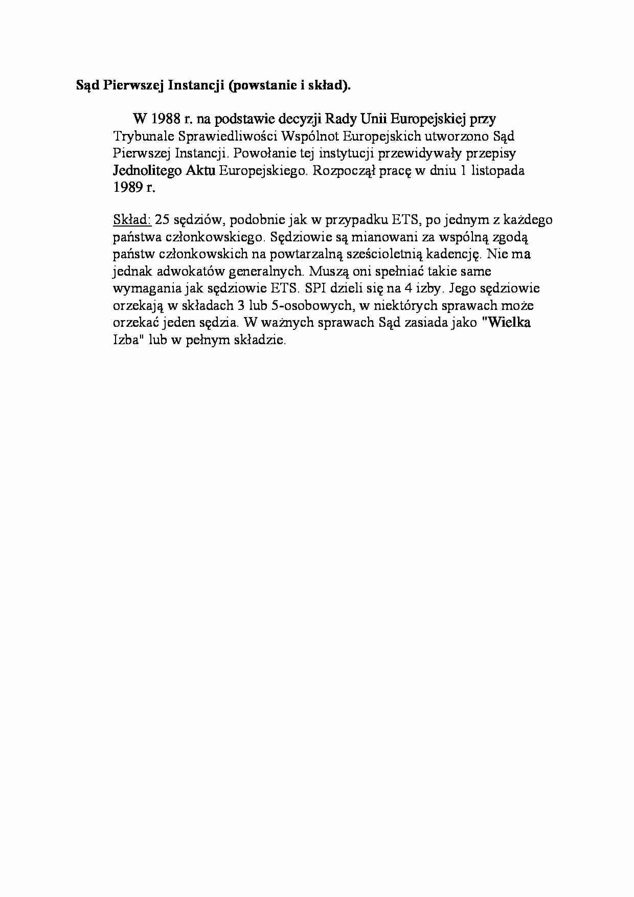 Sąd Pierwszej Instancji - omówienie - strona 1