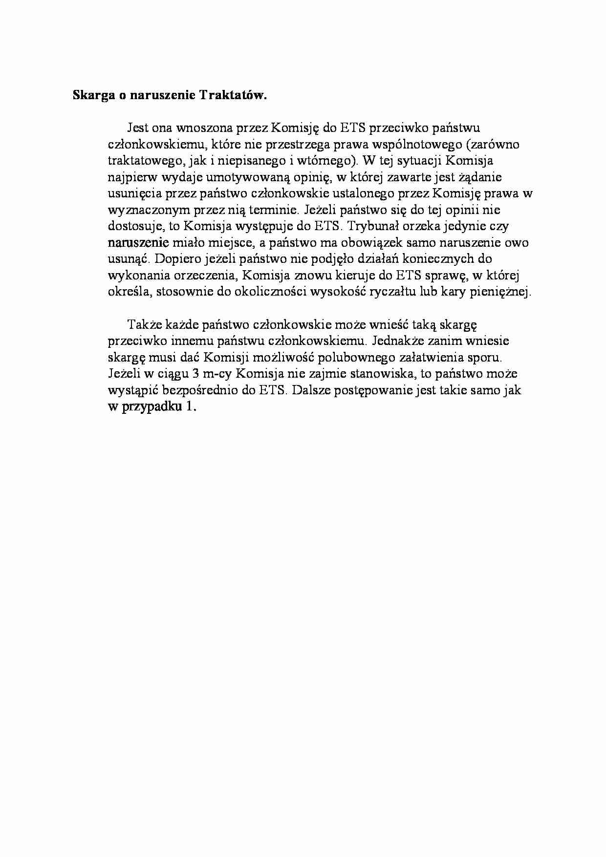Skarga o naruszenie Traktatów - omówienie - strona 1