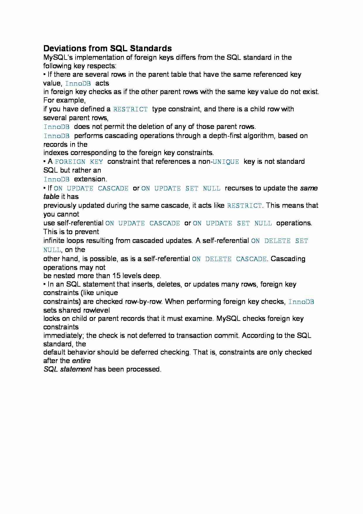 Deviations from SQL Standards - strona 1