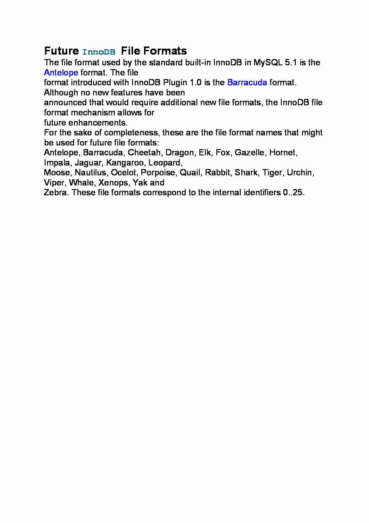 Future InnoDB File Formats - strona 1