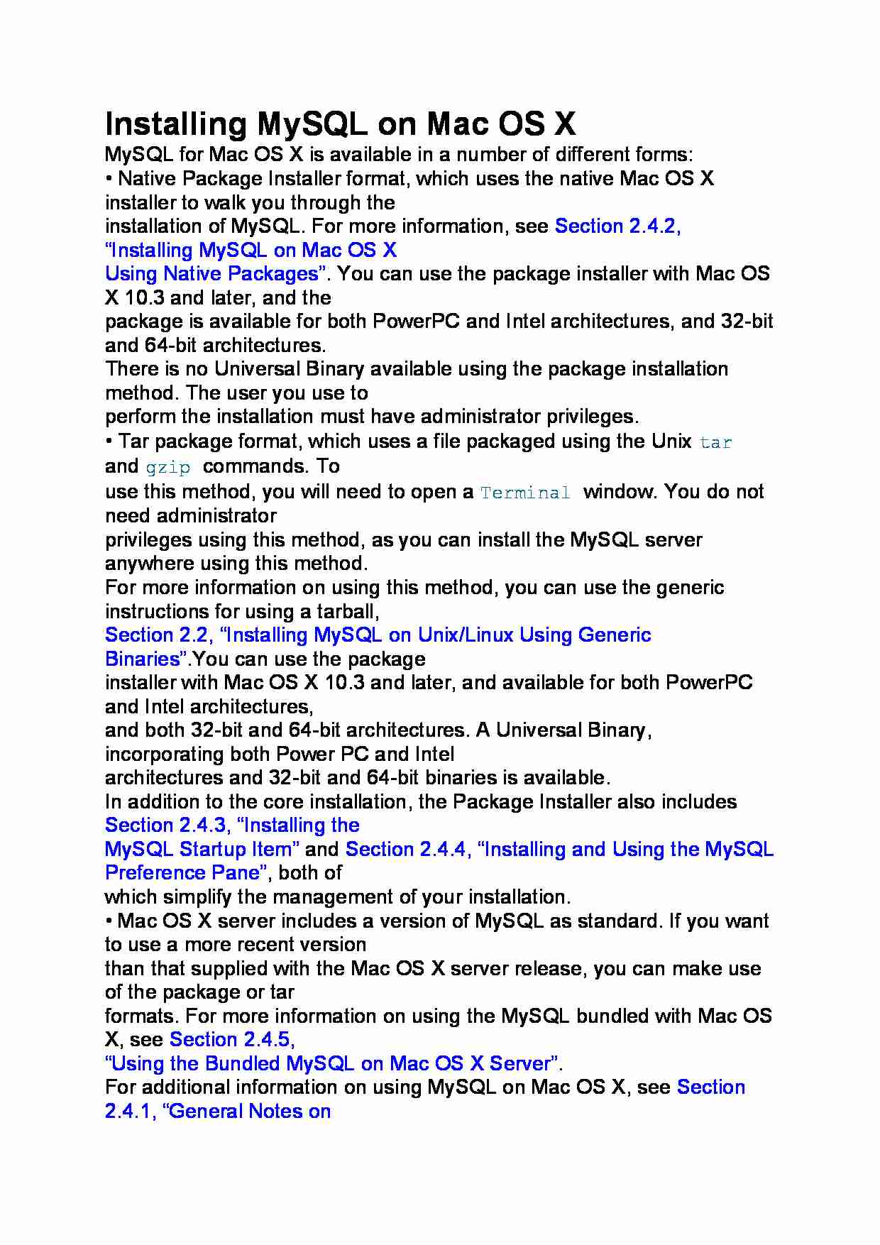Installing MySQL on Mac OS X - strona 1