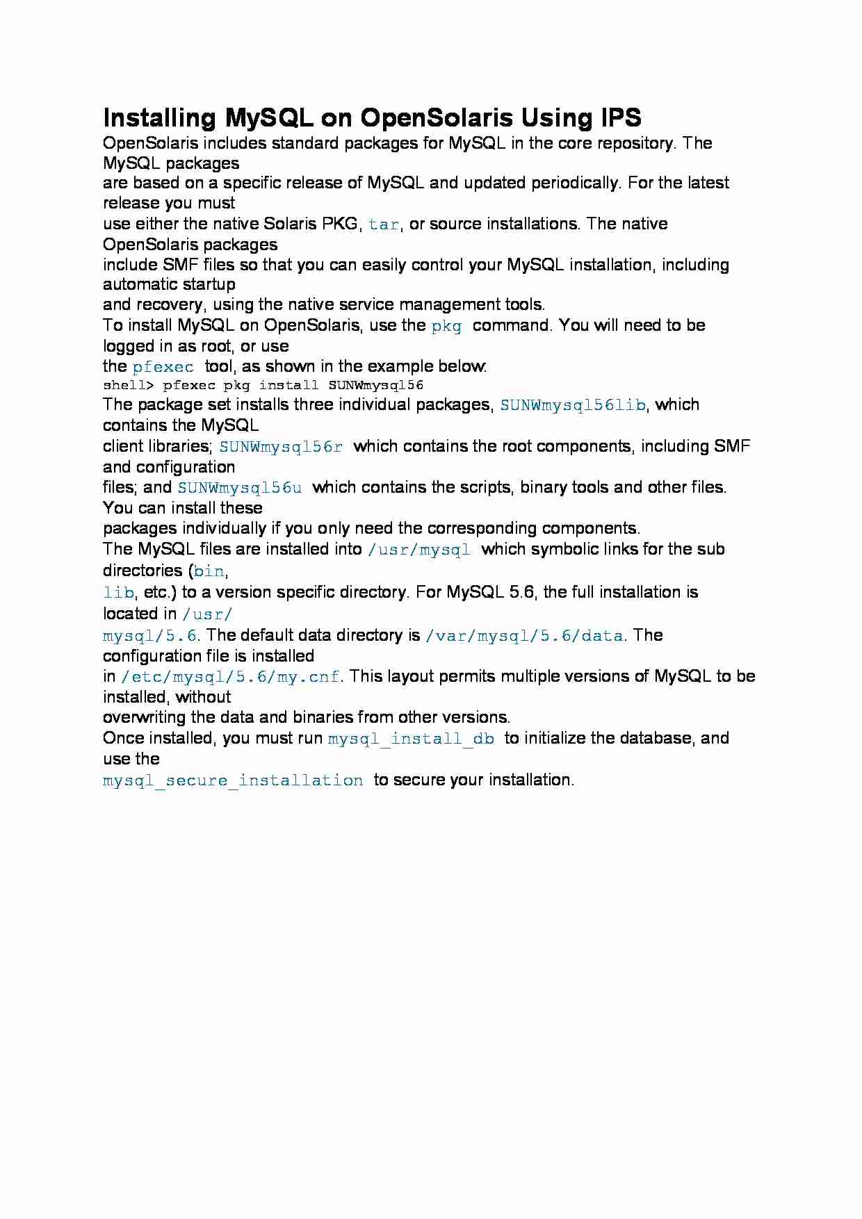 Installing MySQL on OpenSolaris Using IPS - strona 1