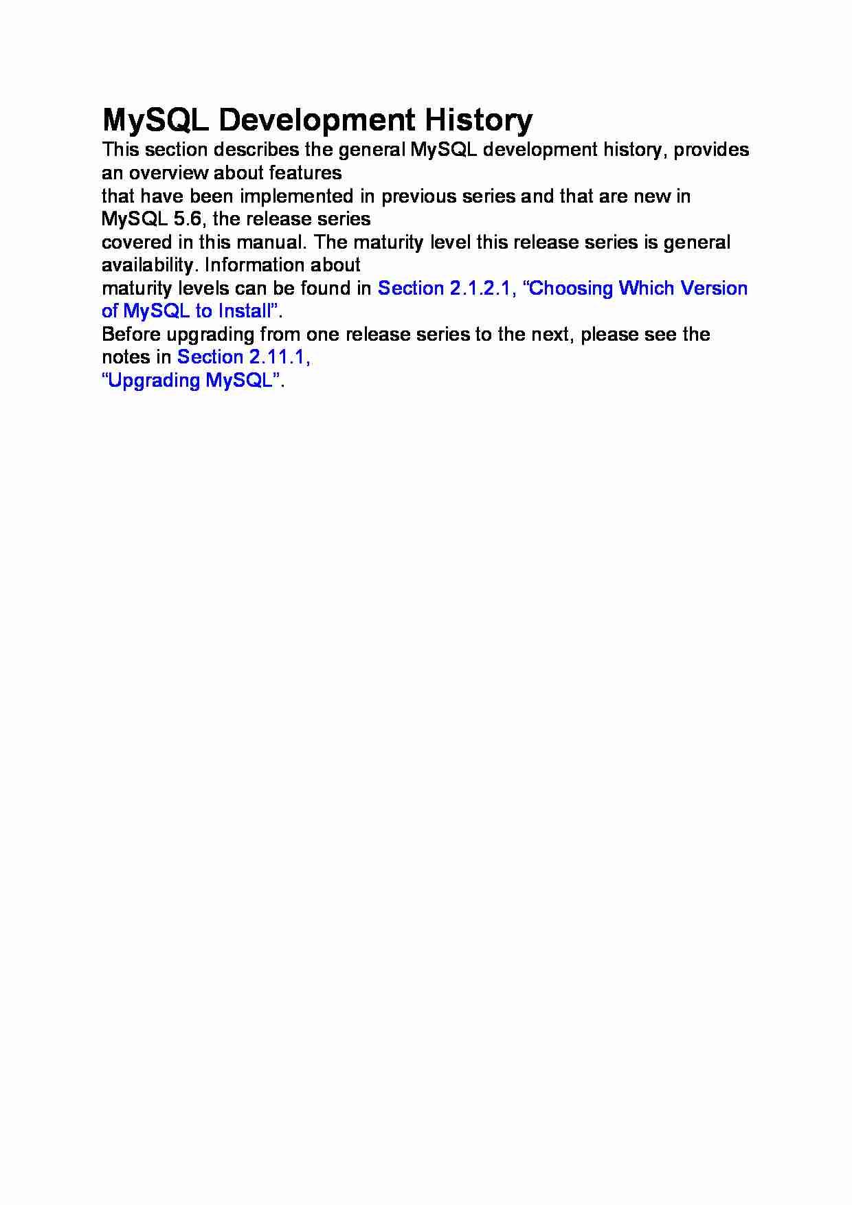 MySQL Development History - strona 1