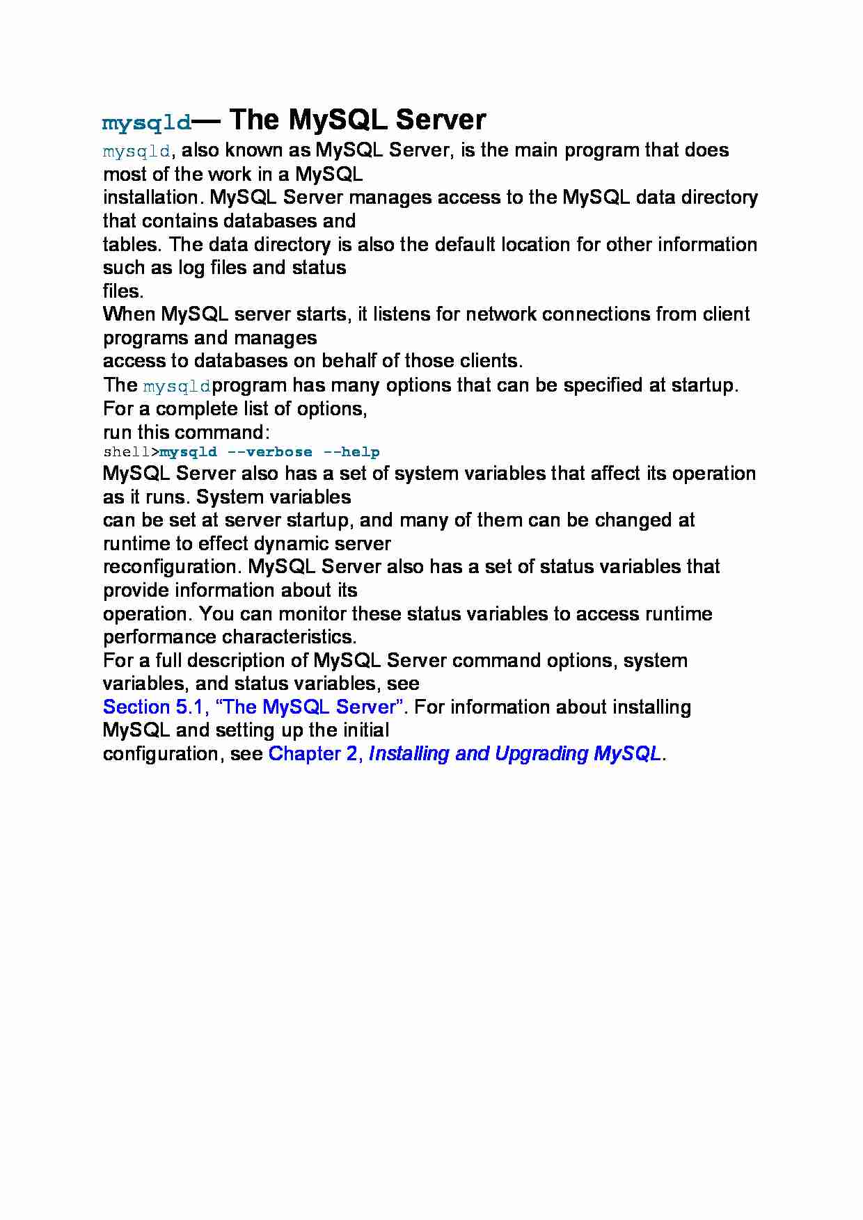 The MySQL Server - strona 1
