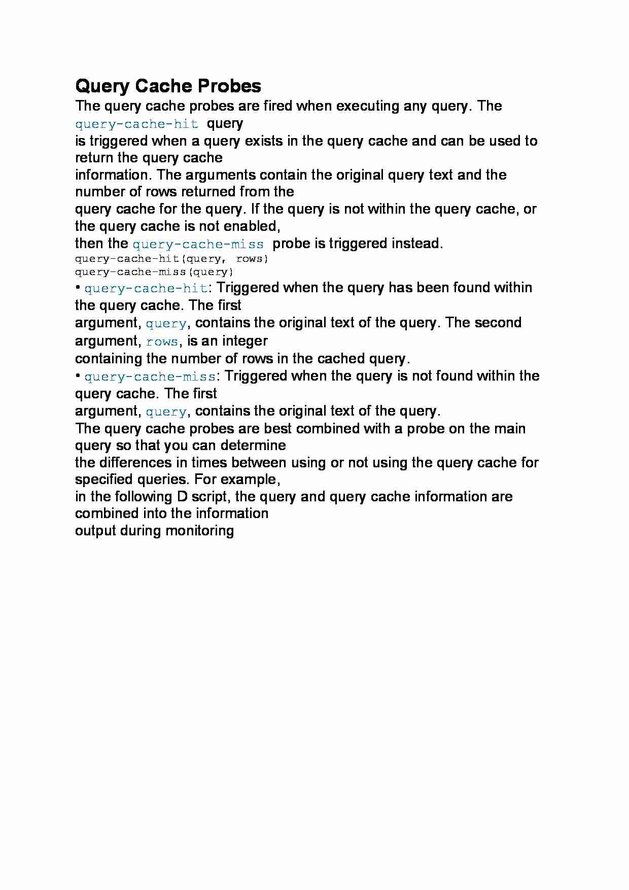 Query Cache Probes - strona 1