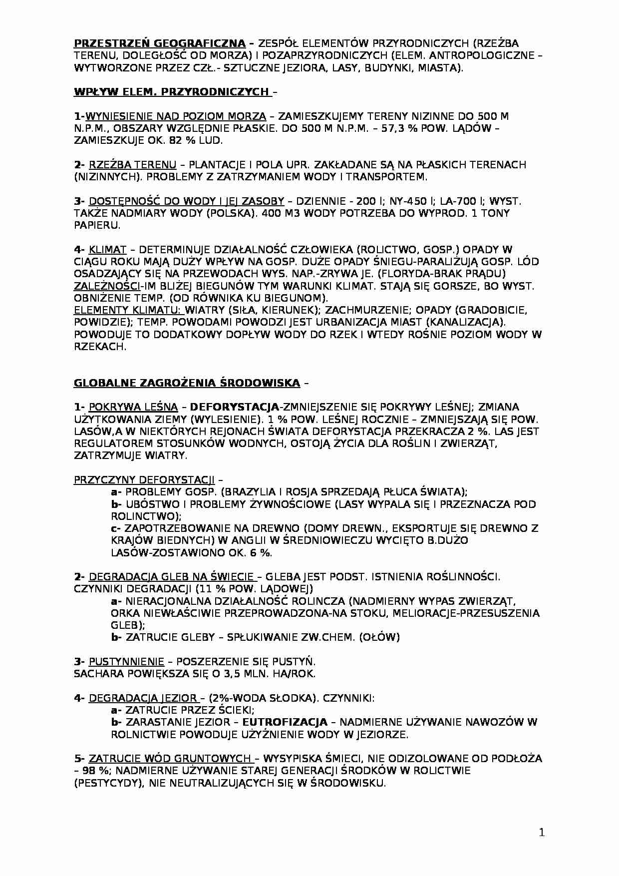 Geografia ekonomiczna - wykład - strona 1