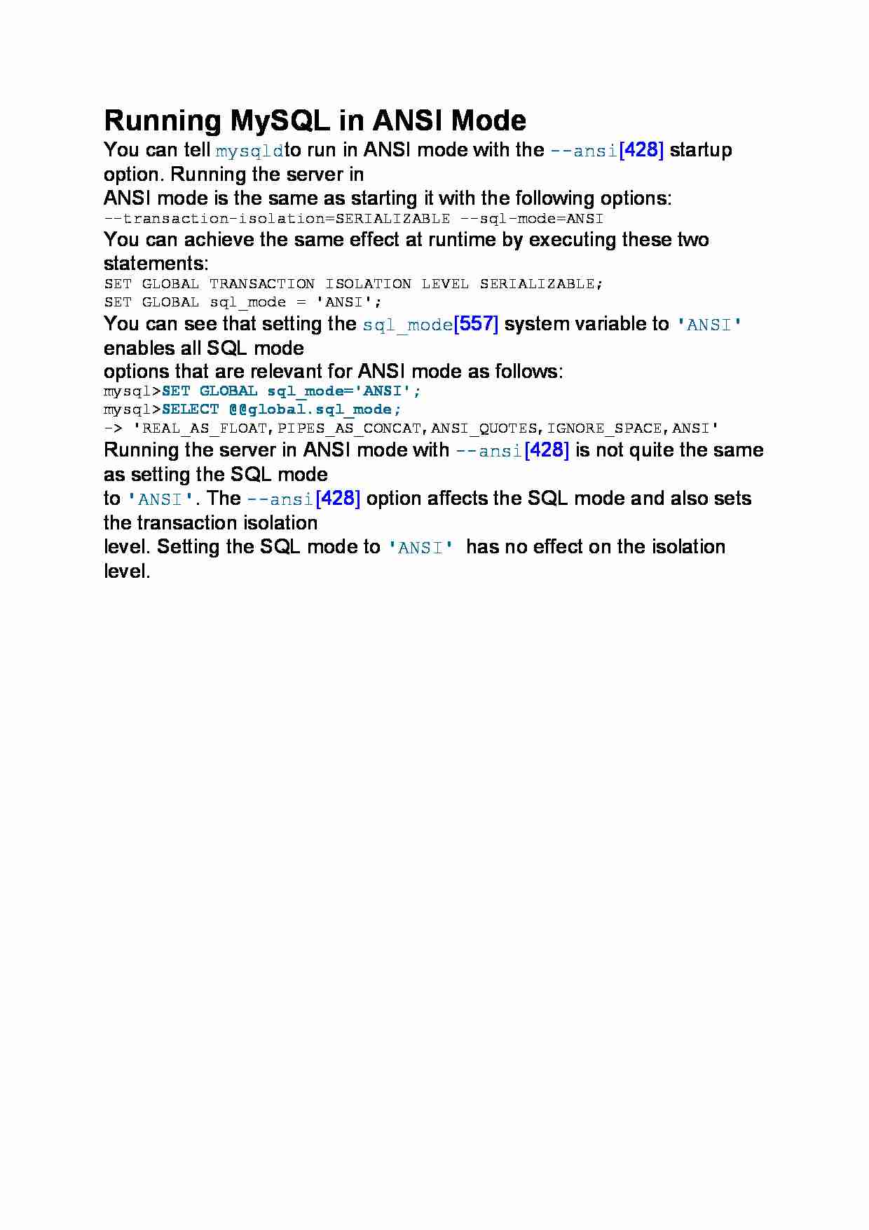Running MySQL in ANSI Mode - strona 1