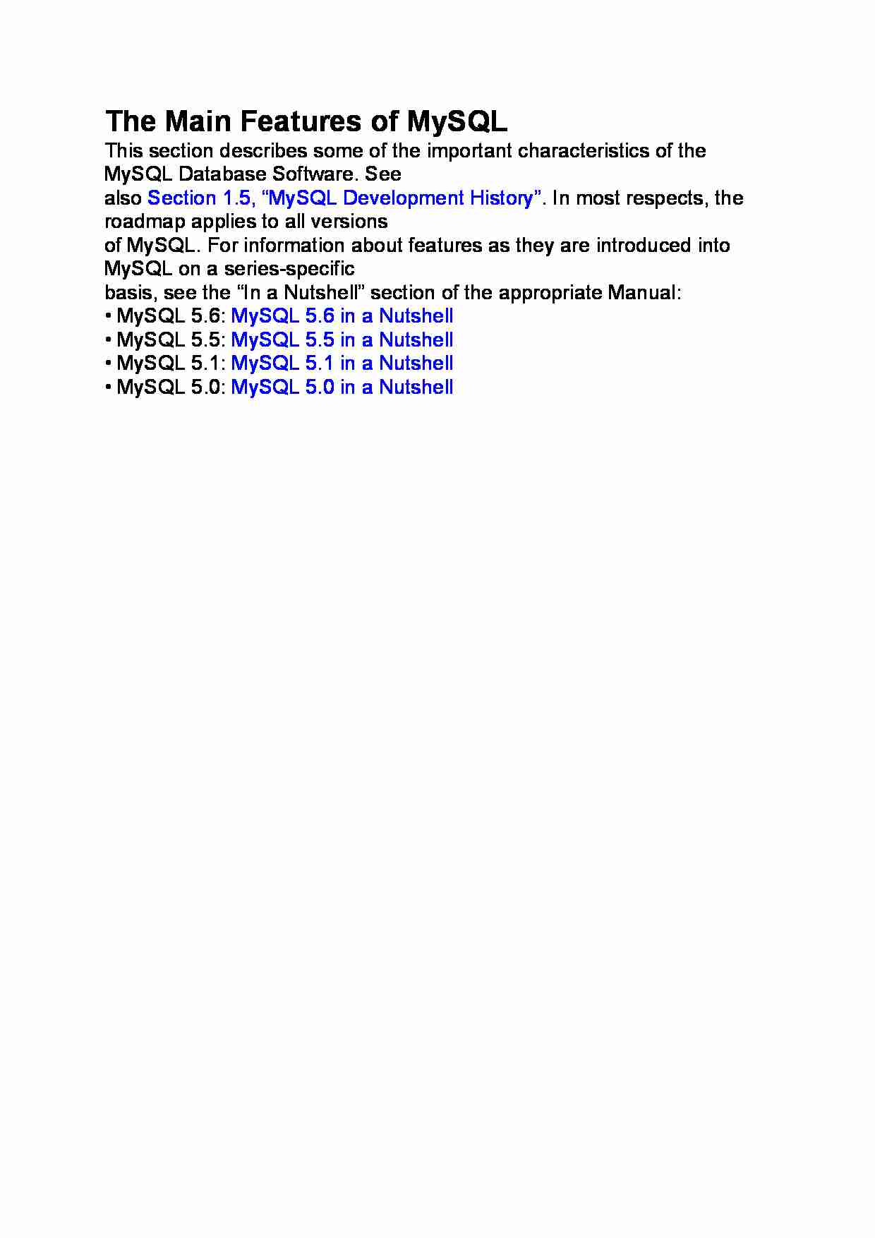 The Main Features of MySQL - strona 1