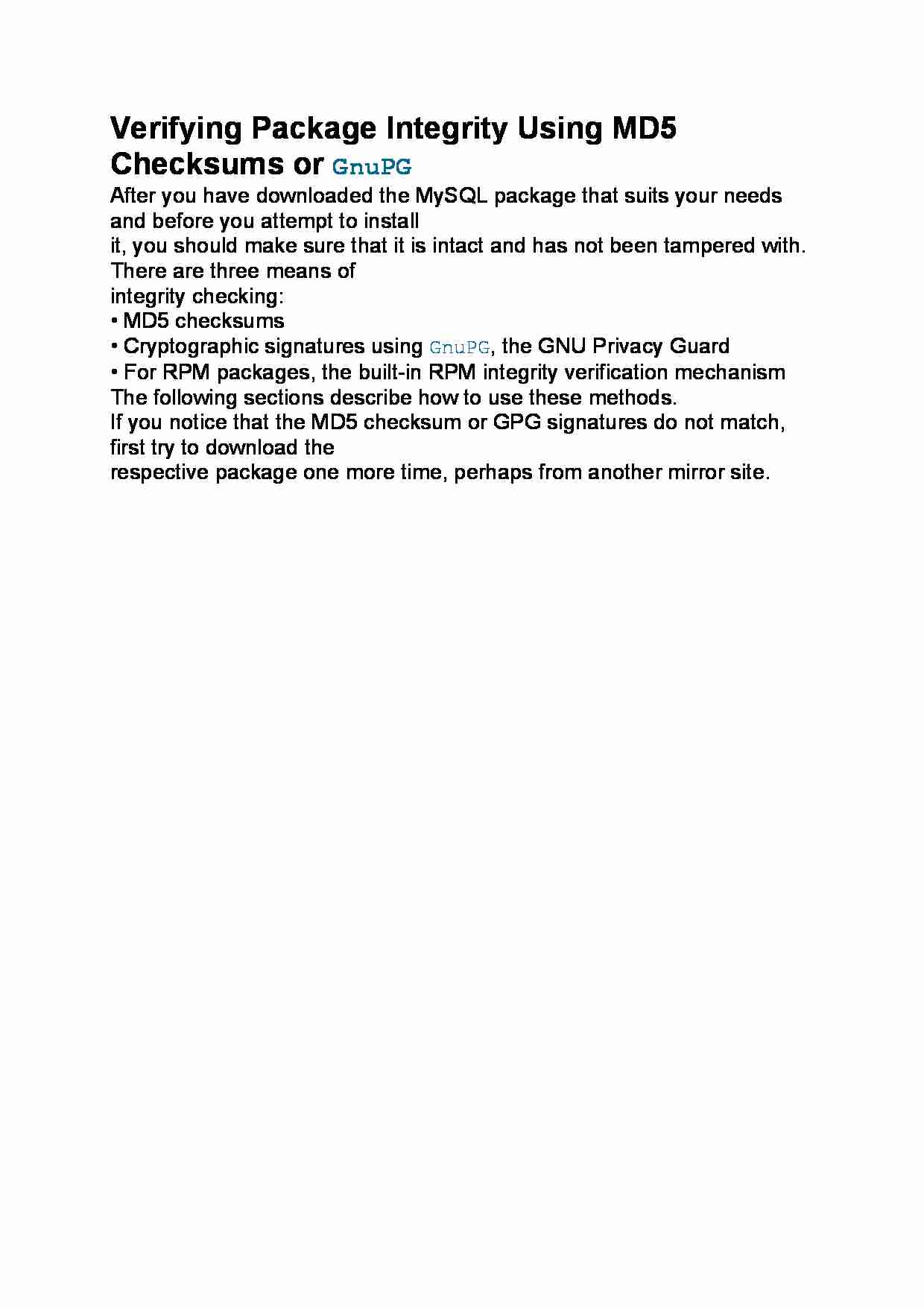 Verifying Package Integrity Using MD5 Checksums or GnuPG - strona 1