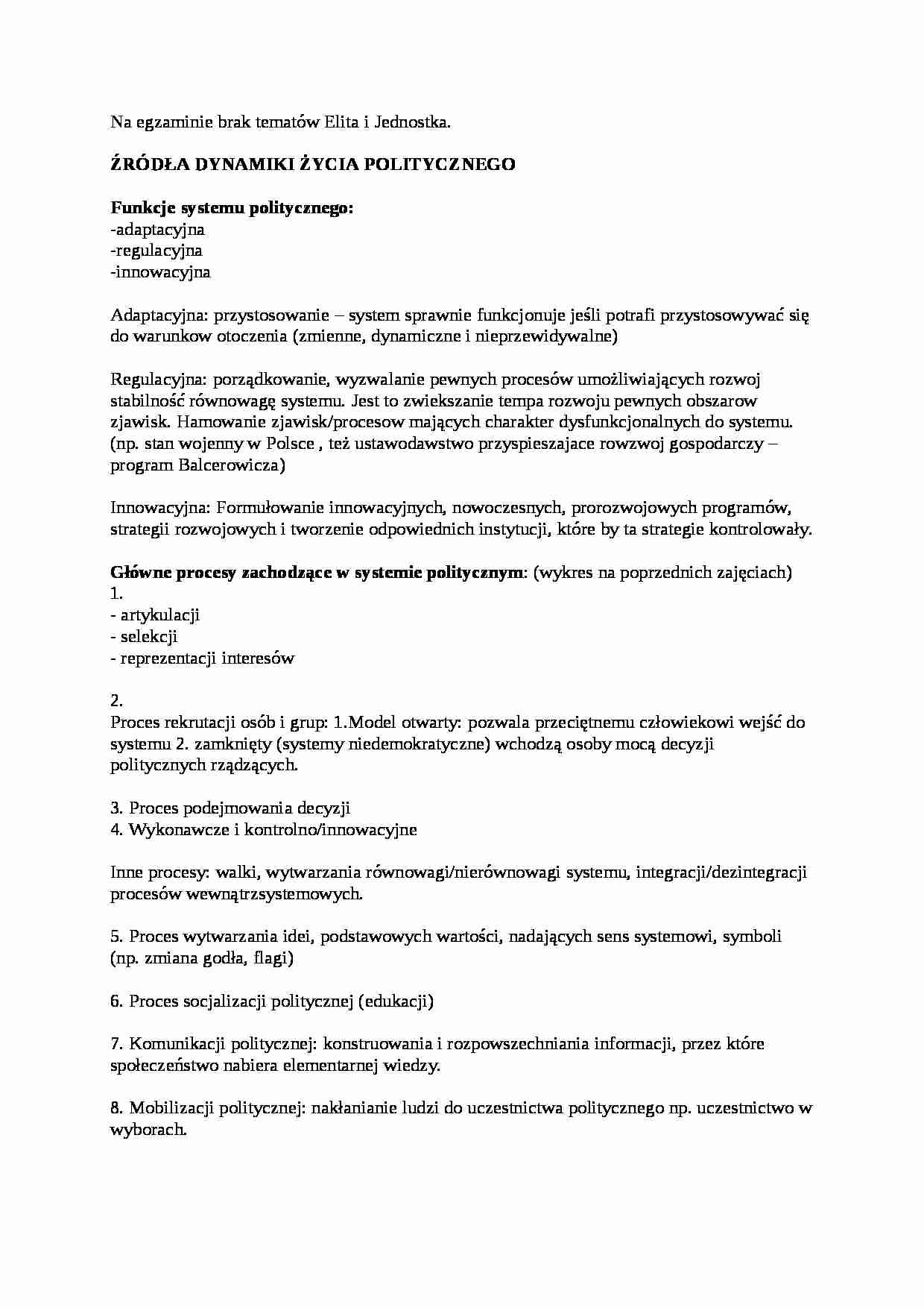 Nauka o Polityce - podmiotowość polityczna - strona 1