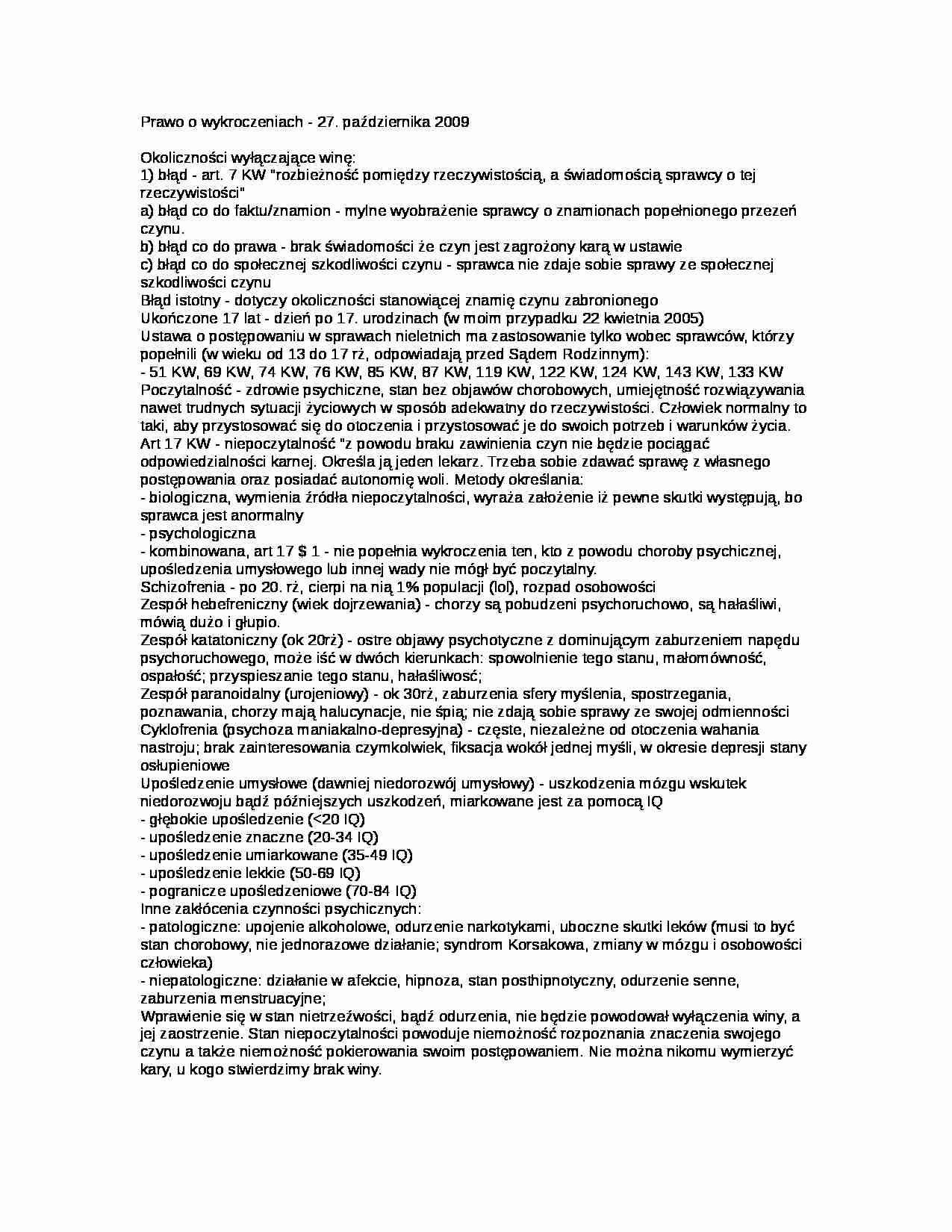 Prawo o wykroczeniach - Poczytalność - strona 1