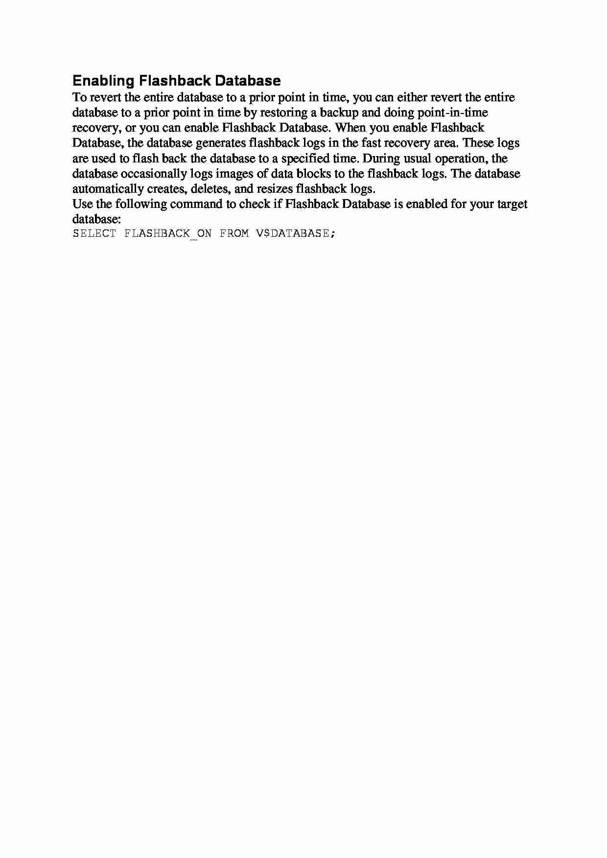 Enabling Flashback Database - wykład - strona 1