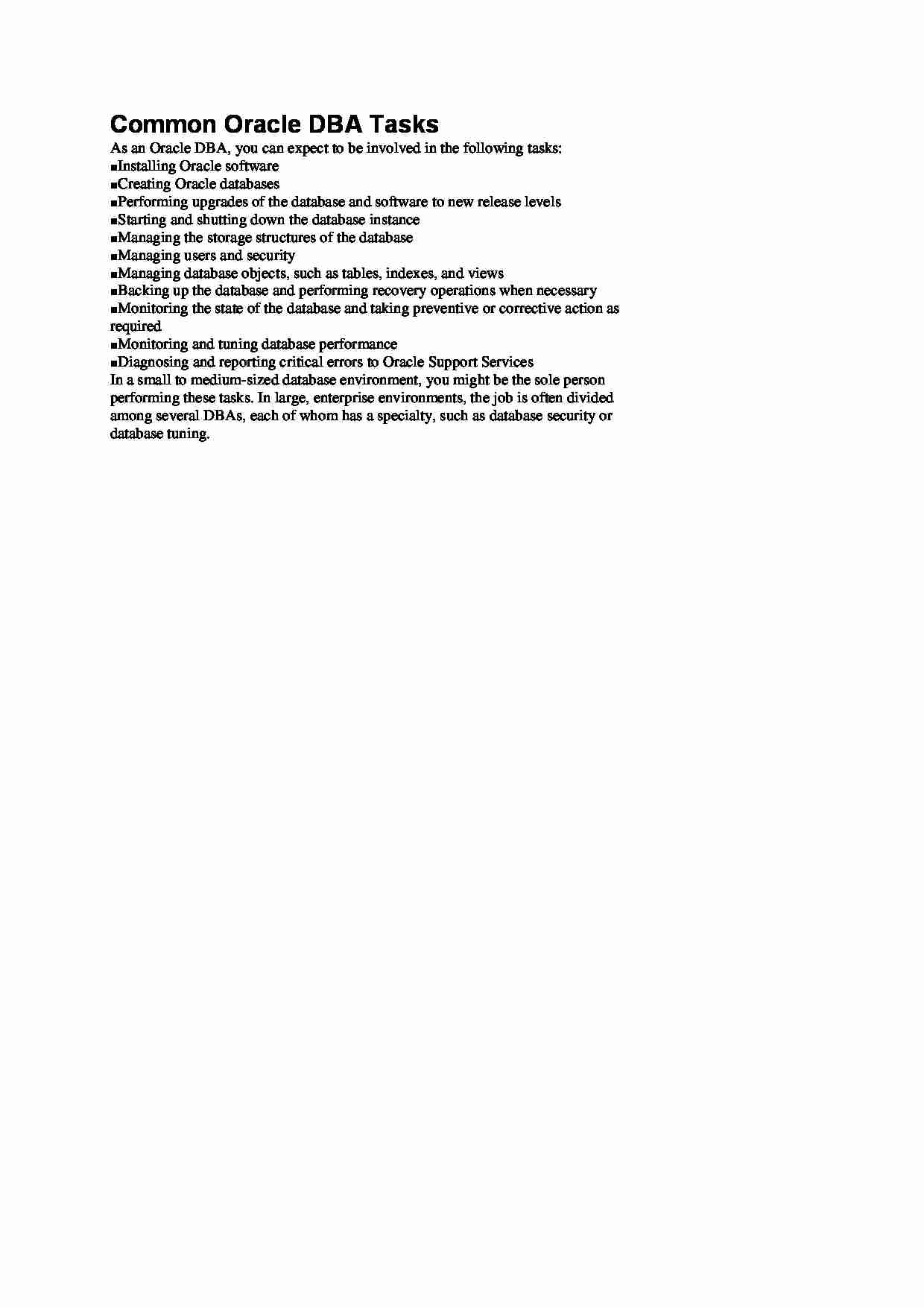 Common Oracle DBA Tasks - wykład - strona 1