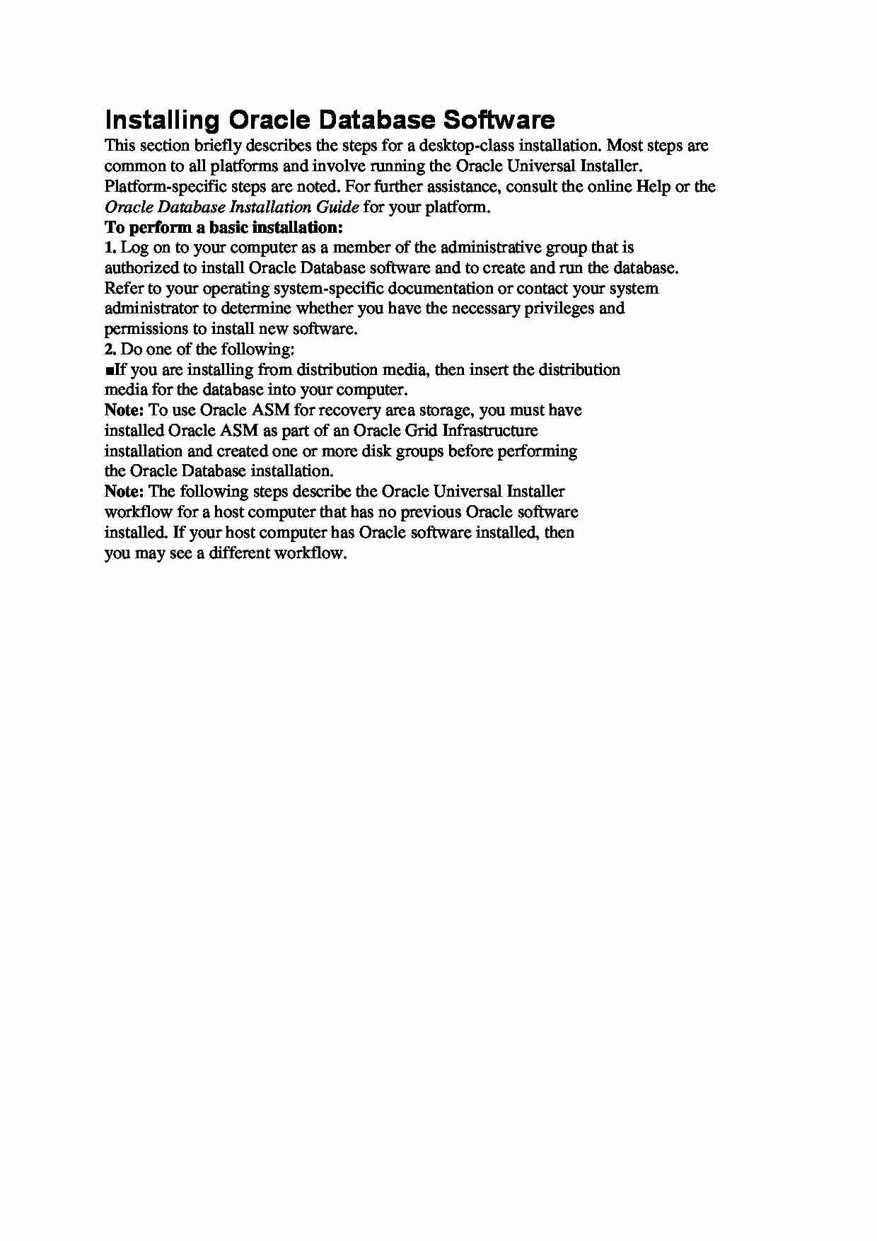 Installing Oracle Database Software - wykład - strona 1